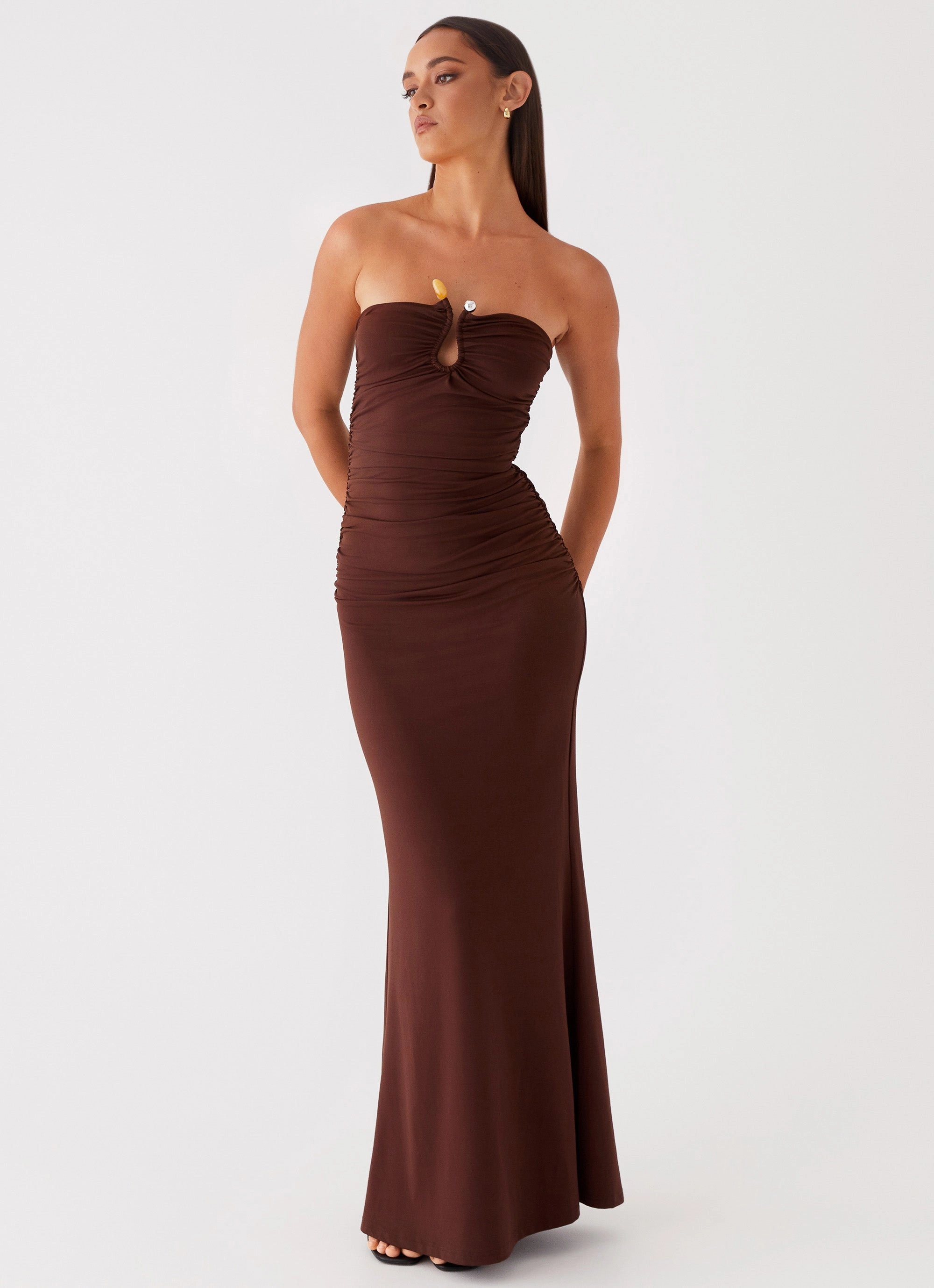 Rudy Maxi Dress - Brown Shape Retention Wide Swing