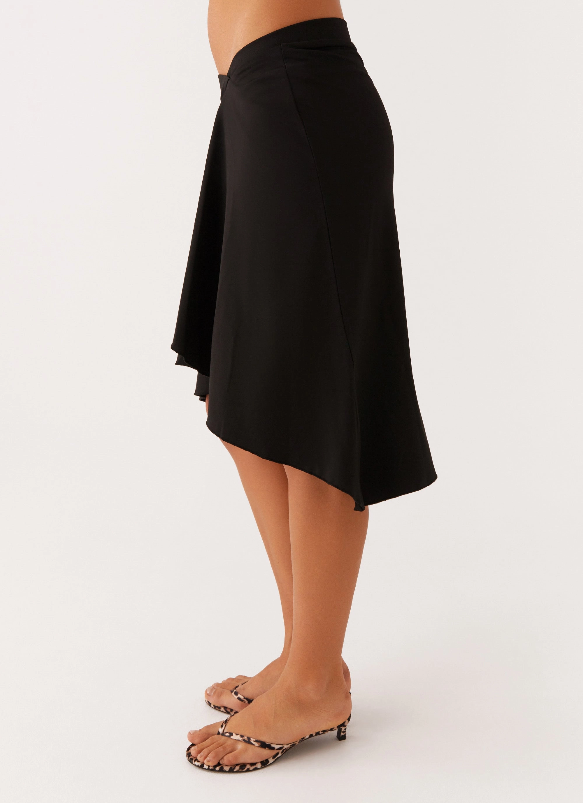 Shes A Lady Midi Skirt - Black Soft and Light