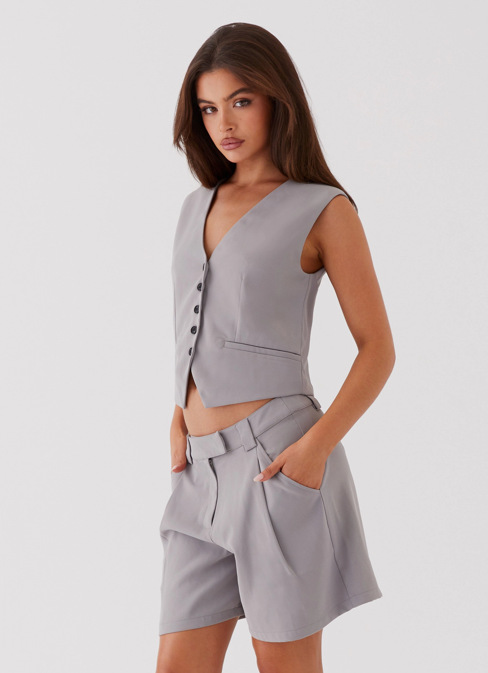 Fashion Look Shivonne Oversized Vest - Grey