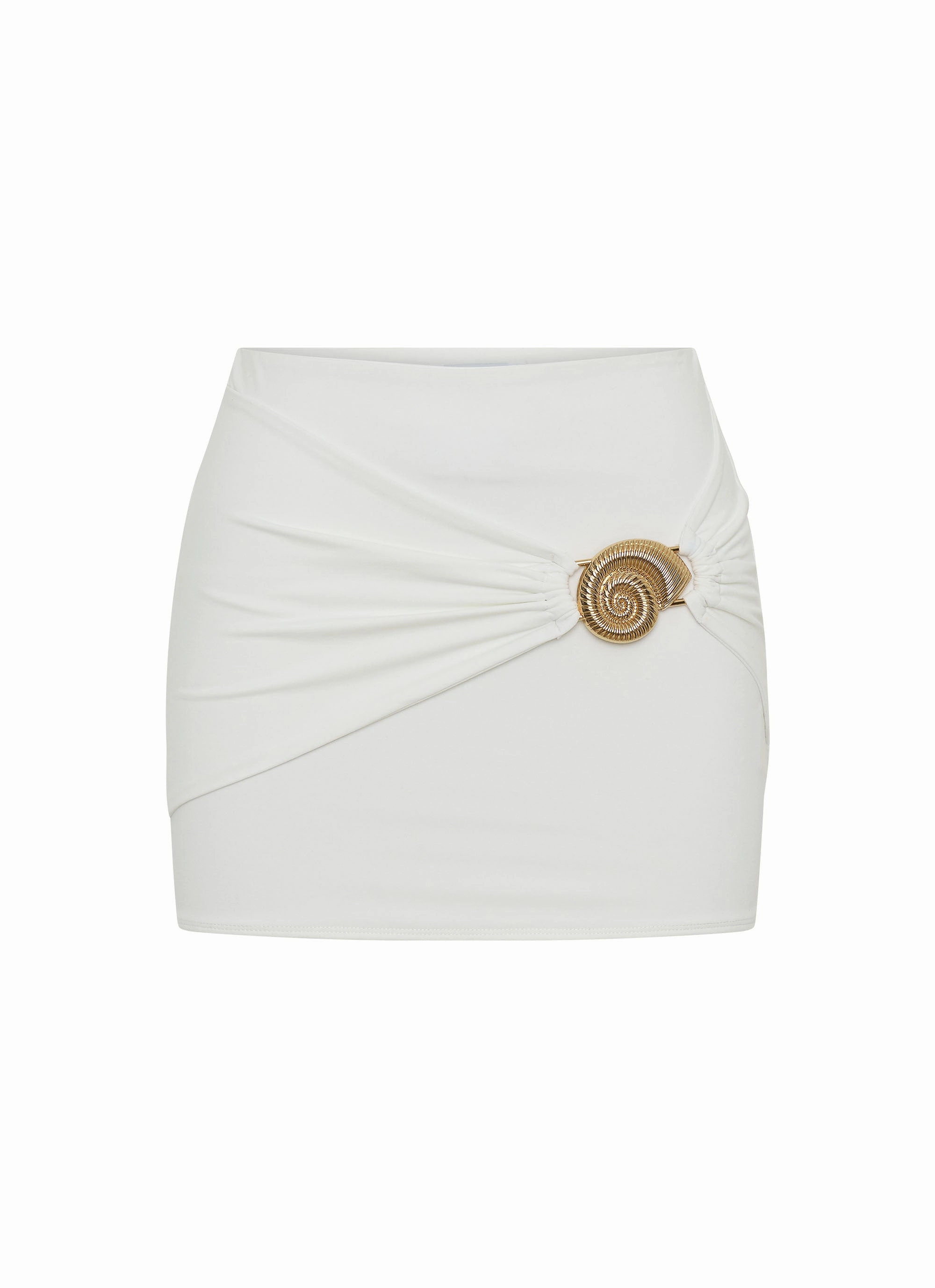 Printed-Lining Shoreline Mini Skirt - White