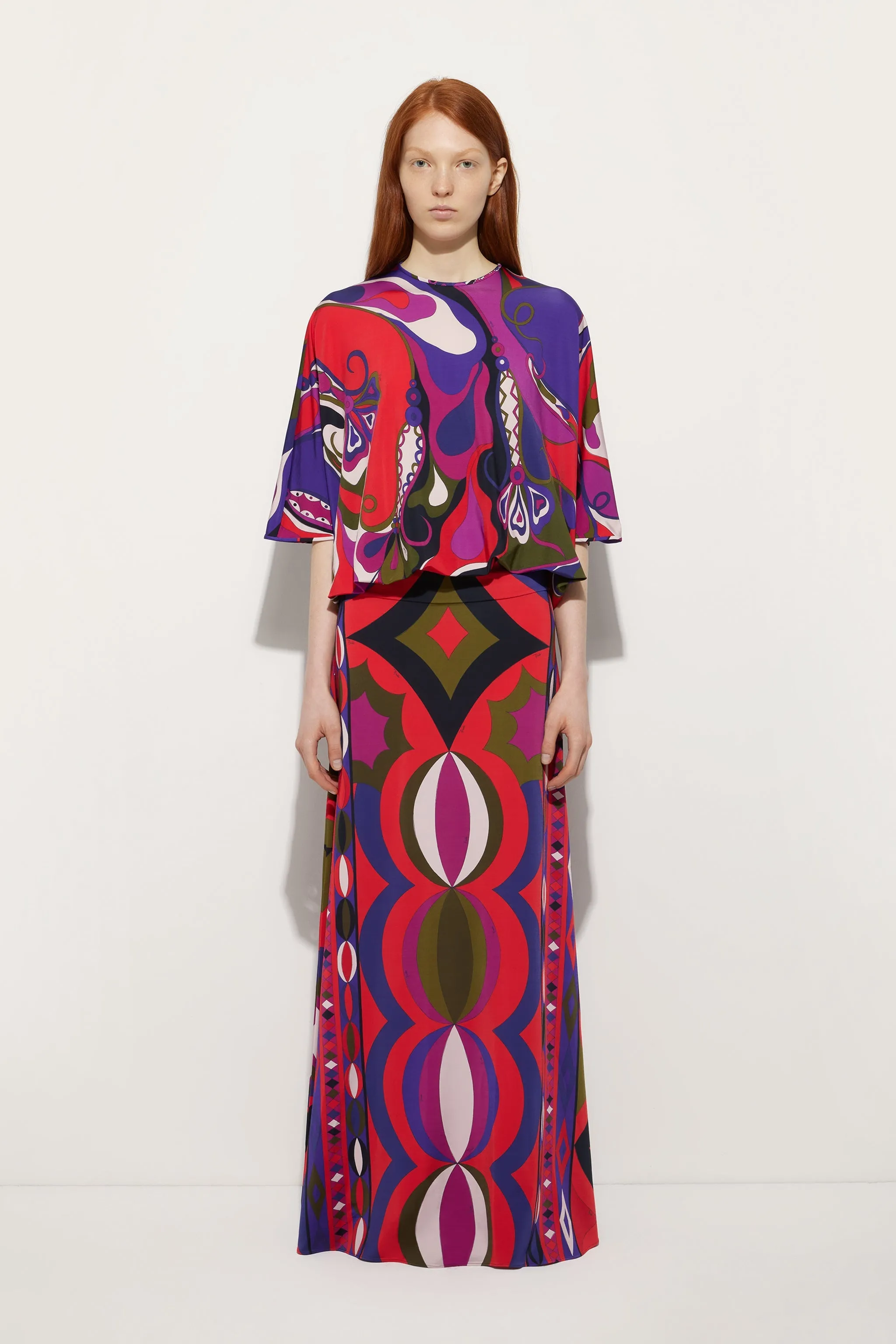 EasyCare Fabric Textured Finish Orchidee Print Cape Blouse