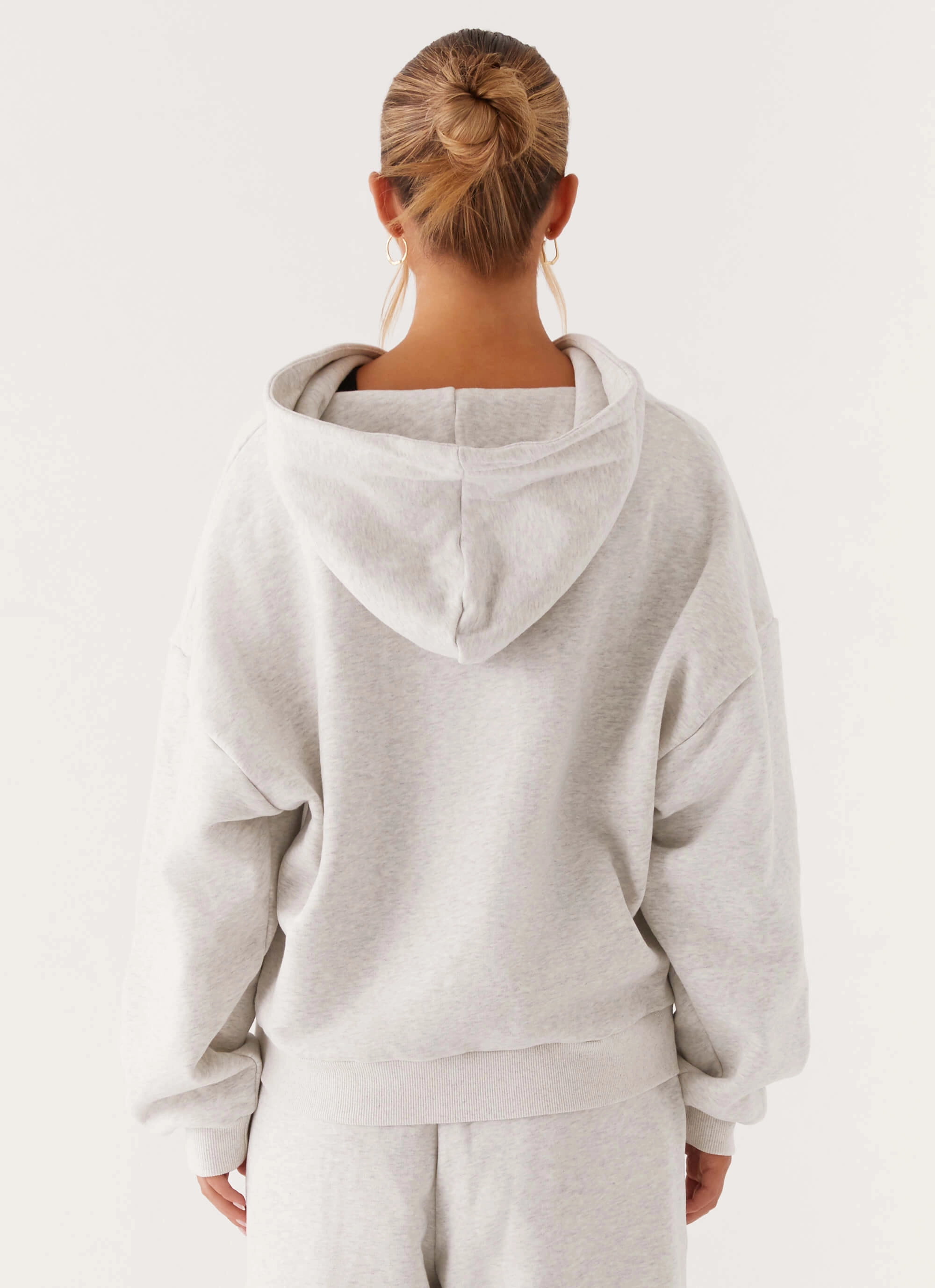 Warm-Layer Chic Motion Signature Double Zip Up Hoodie - Grey