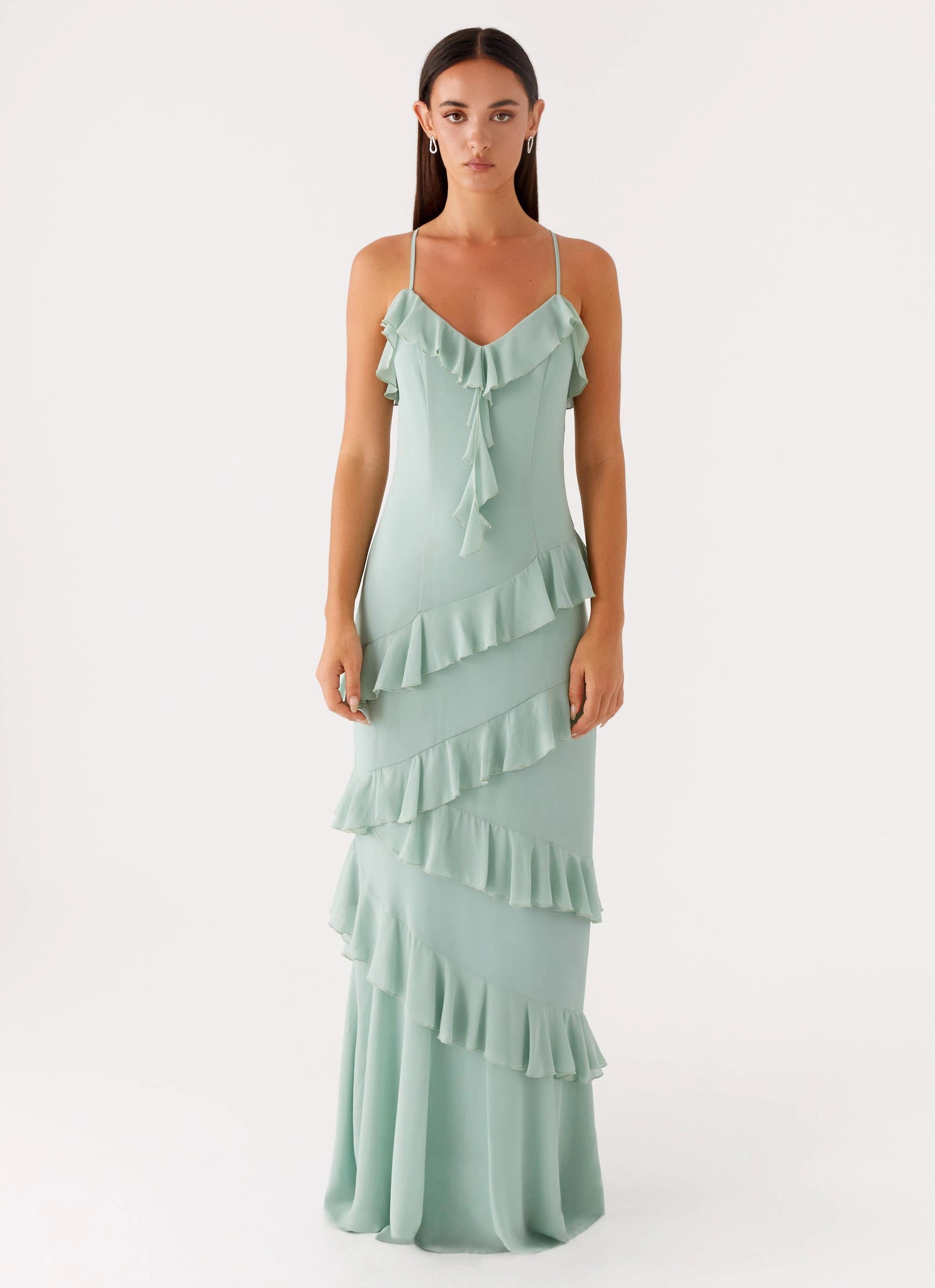 Country Club Maxi Dress - Sage Polished Layer Flared shape