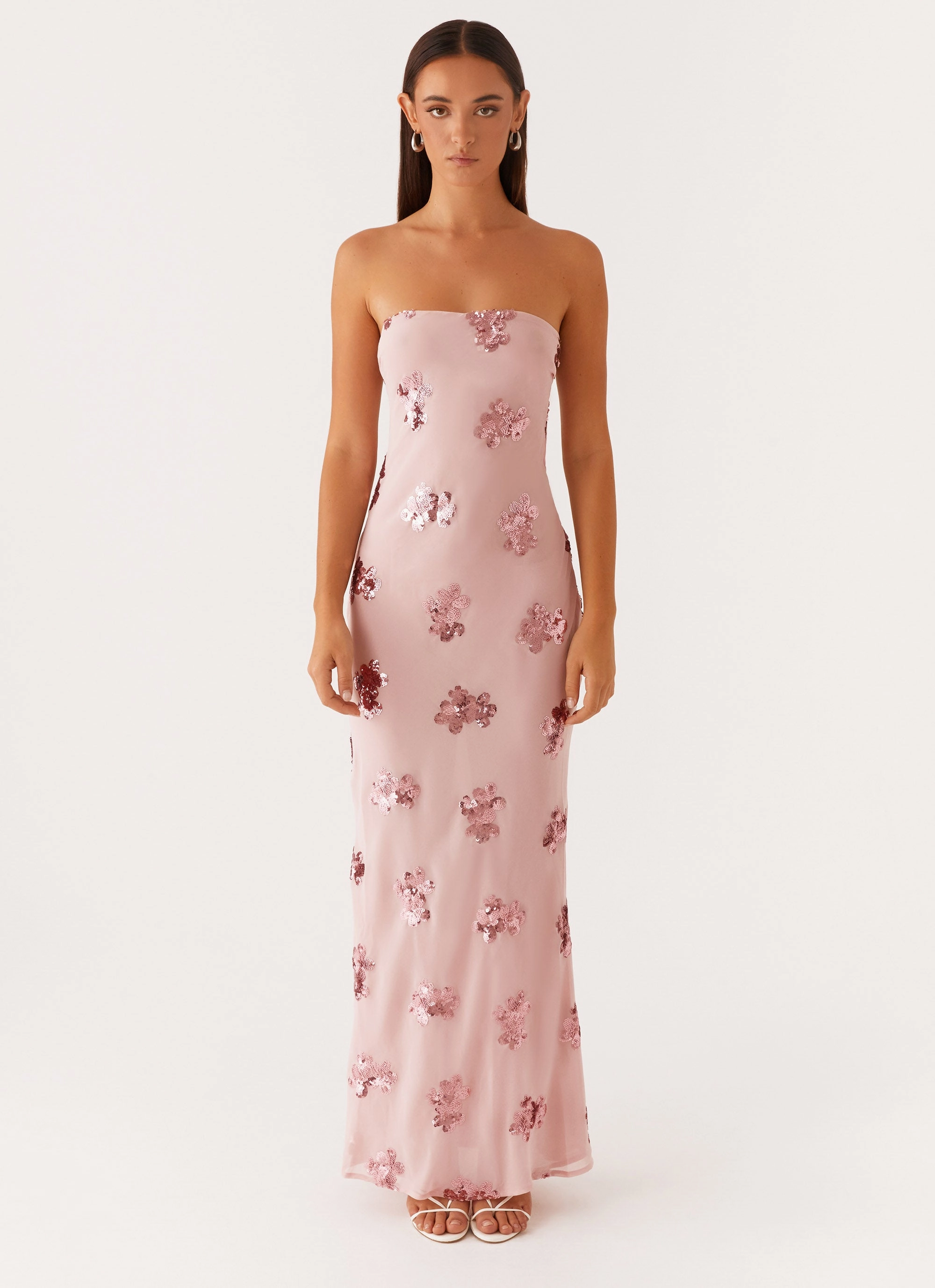 Panelled-Design Sweet Escape Sequin Maxi Dress - Baby Pink