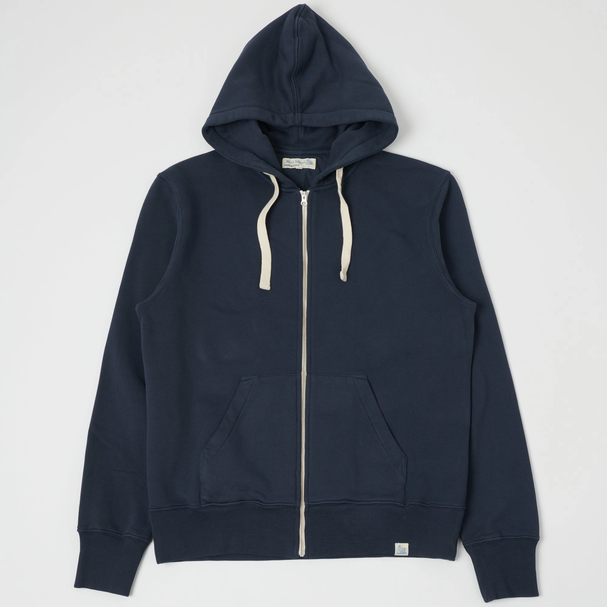 stud accents Merz b. Schwanen 'Good Basics' Full Zip Hoodie - Denim Blue