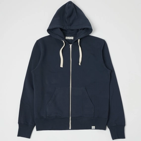 stud accents Merz b. Schwanen 'Good Basics' Full Zip Hoodie - Denim Blue