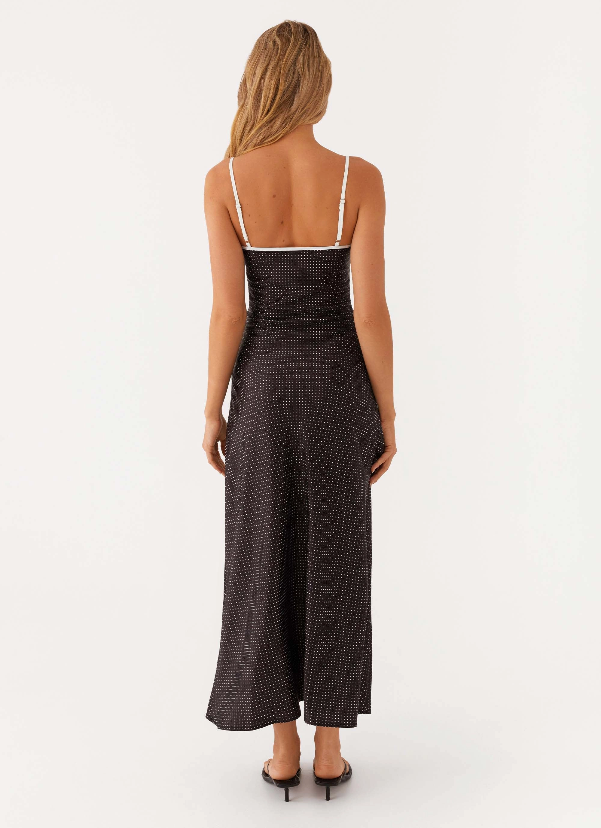 Sistine Midi Dress - Black Polkadot Holiday-Party