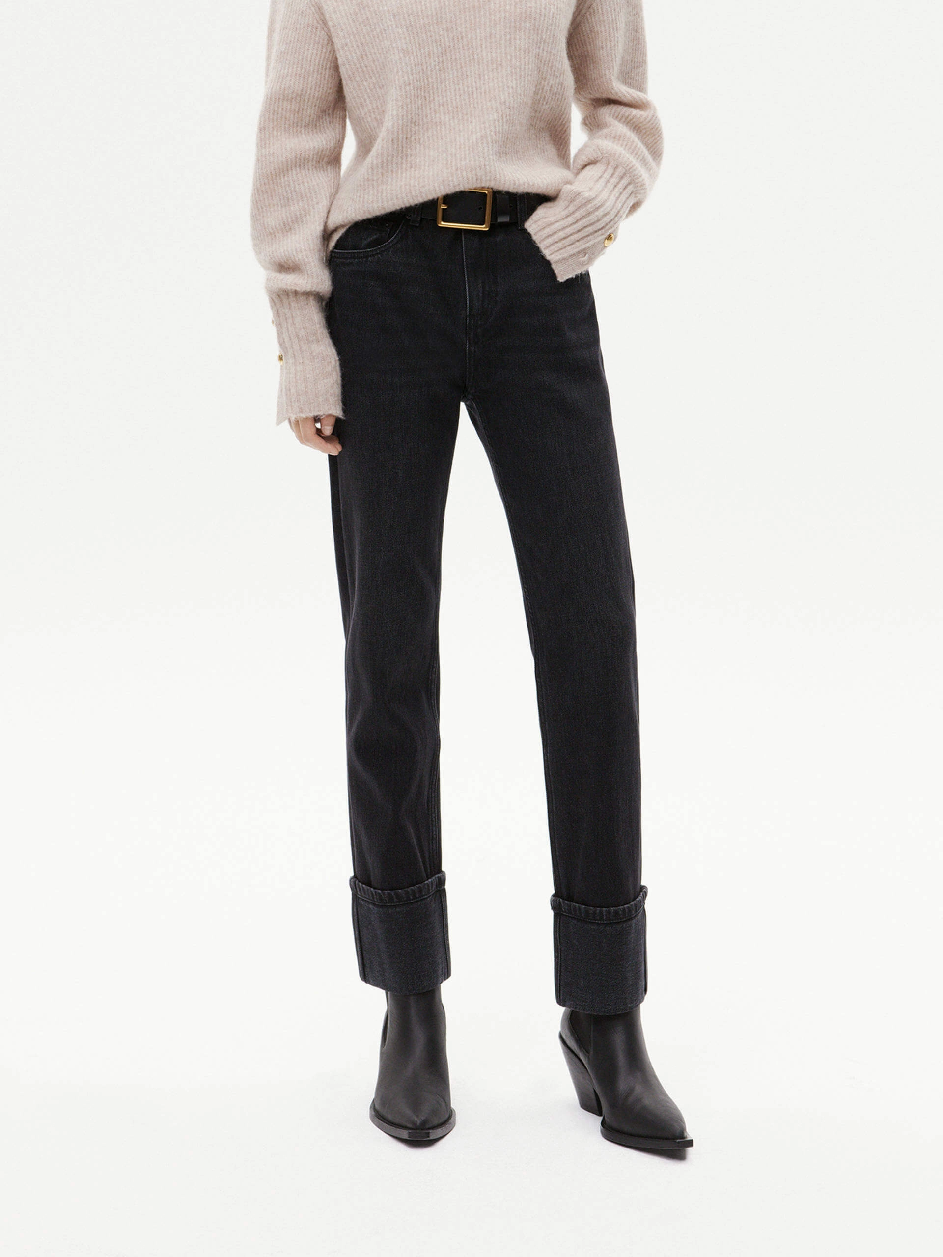 Cotton Turn Up Ankle Jeans Work Ready Soft Fashion Uniform