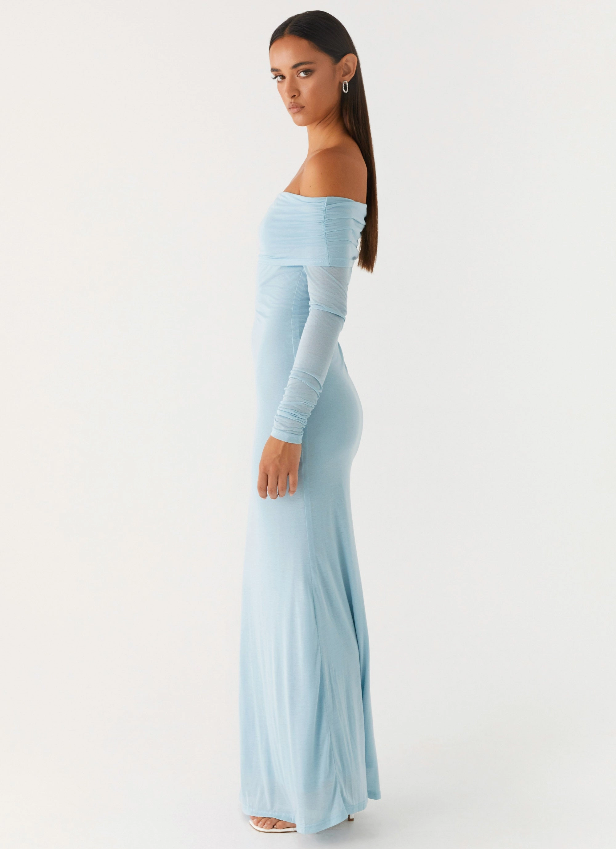 Cool Palette Cocoa Long Sleeve Maxi Dress - Blue