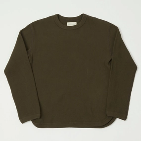 Chic Style Trend Retro nostalgia Full Count 5964 Heavyweight Waffle T-Shirt - Brown