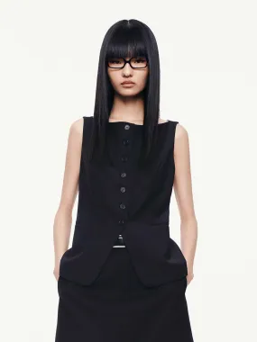 Sleeveless Boat Neck Top Edgy Design