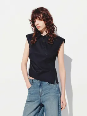 Sleeveless Slanted Placket Blouse Festival Outfit Vibrant Hue