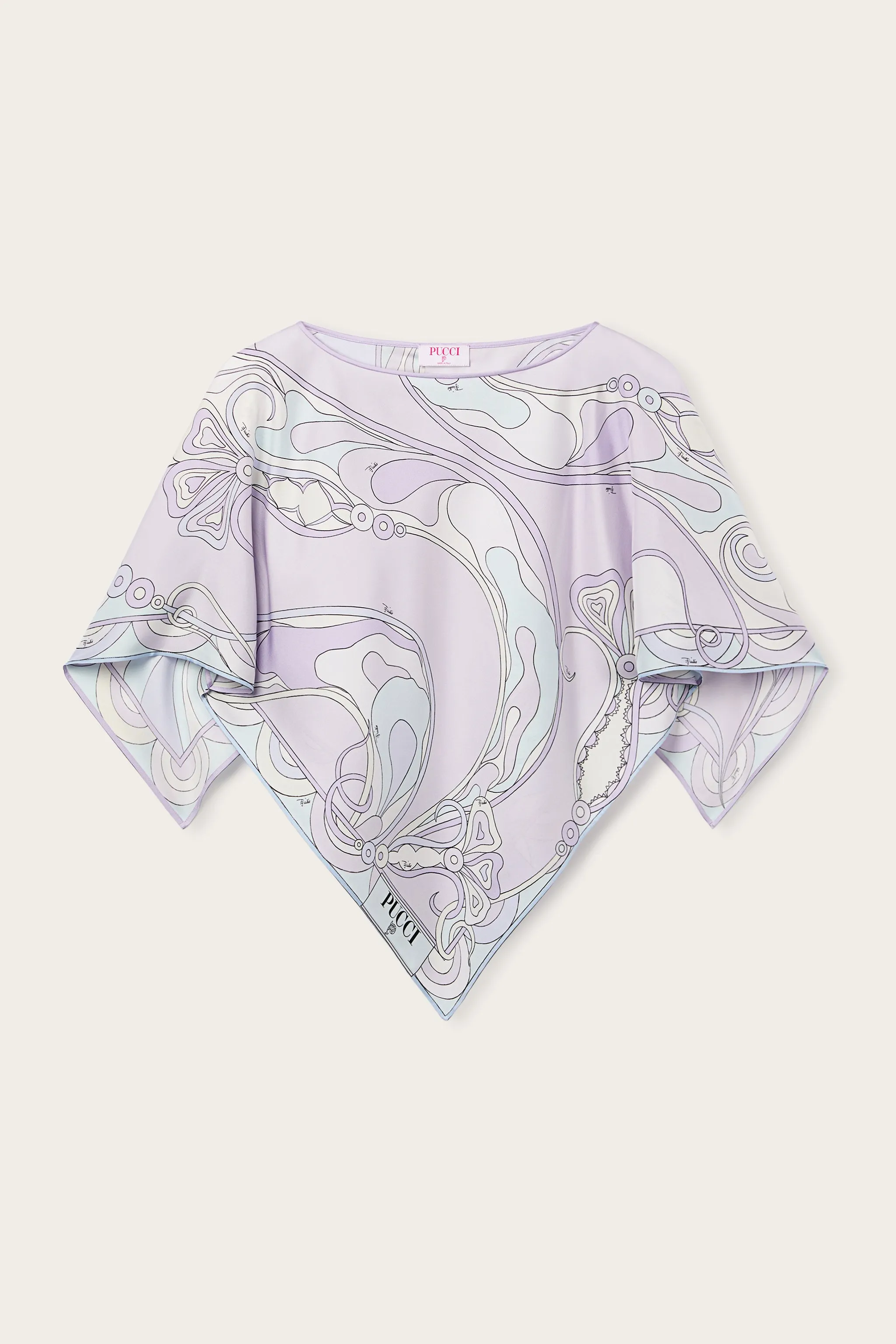 Lightweight Construction Spring Trend Orchidee Print Silk Cape Blouse