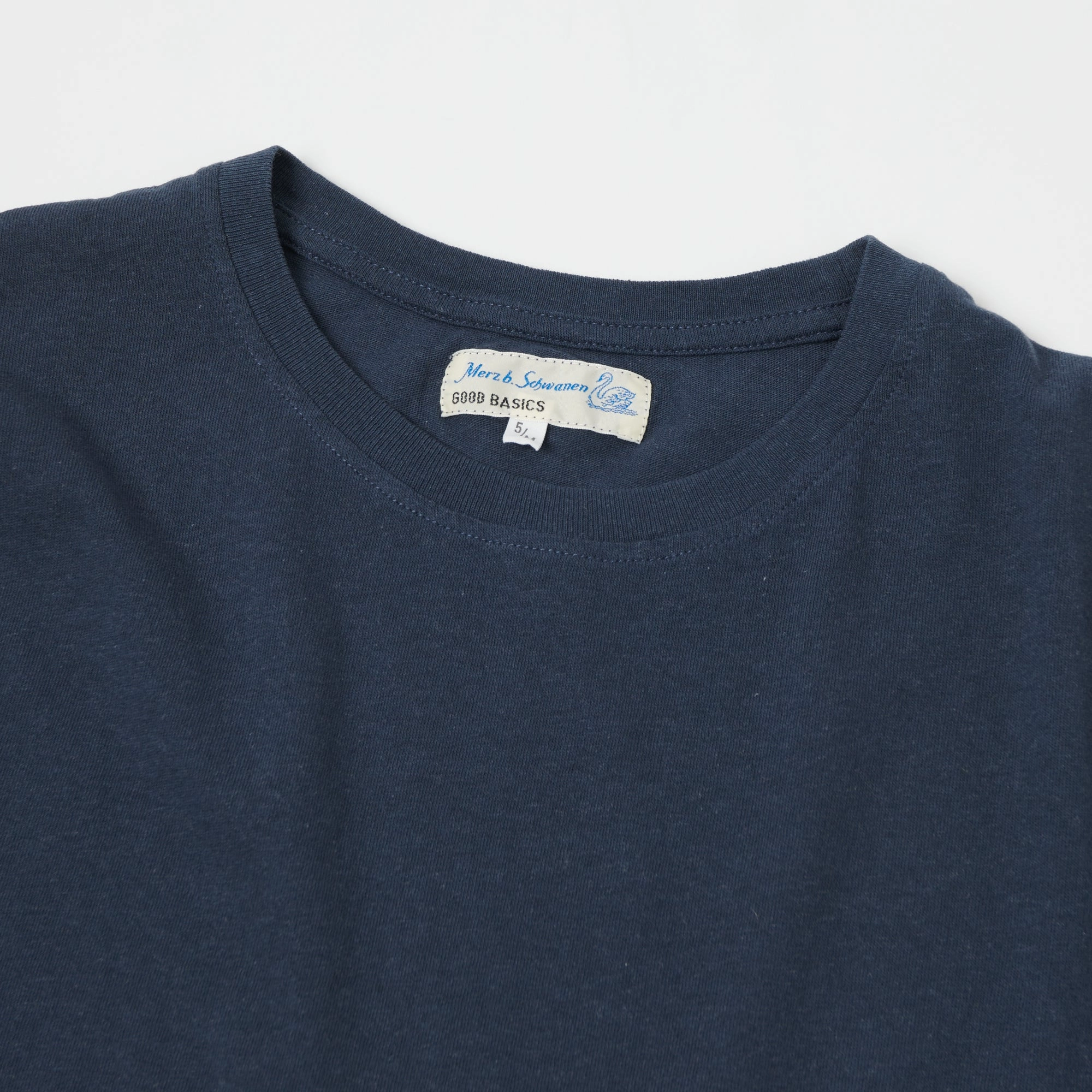 Fashion Ready Breathable knit Merz b. Schwanen 'Good Basics' Vintage Wash T-Shirt - Denim Blue