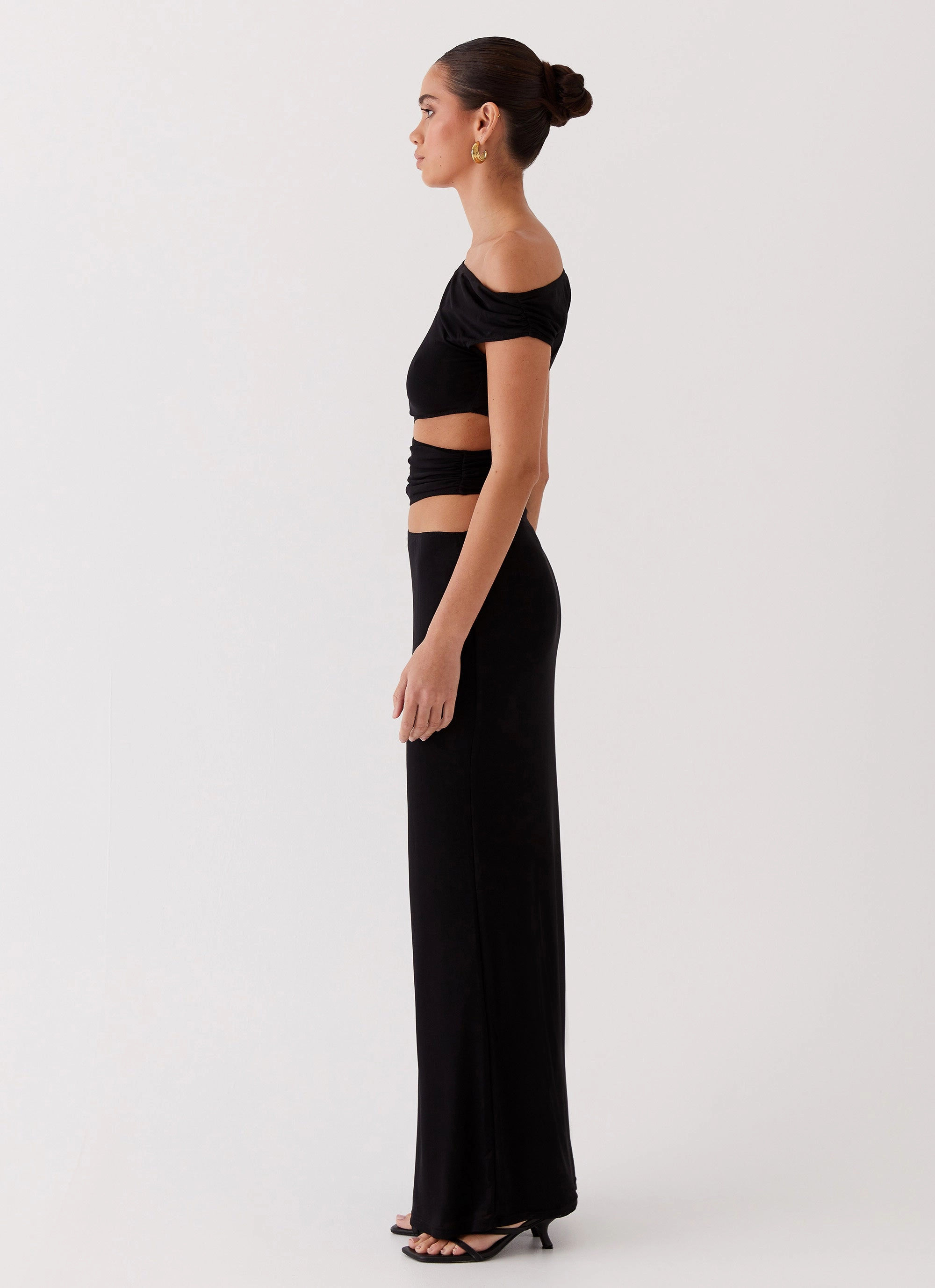 Gentle Texture Margot One Shoulder Maxi Dress - Black