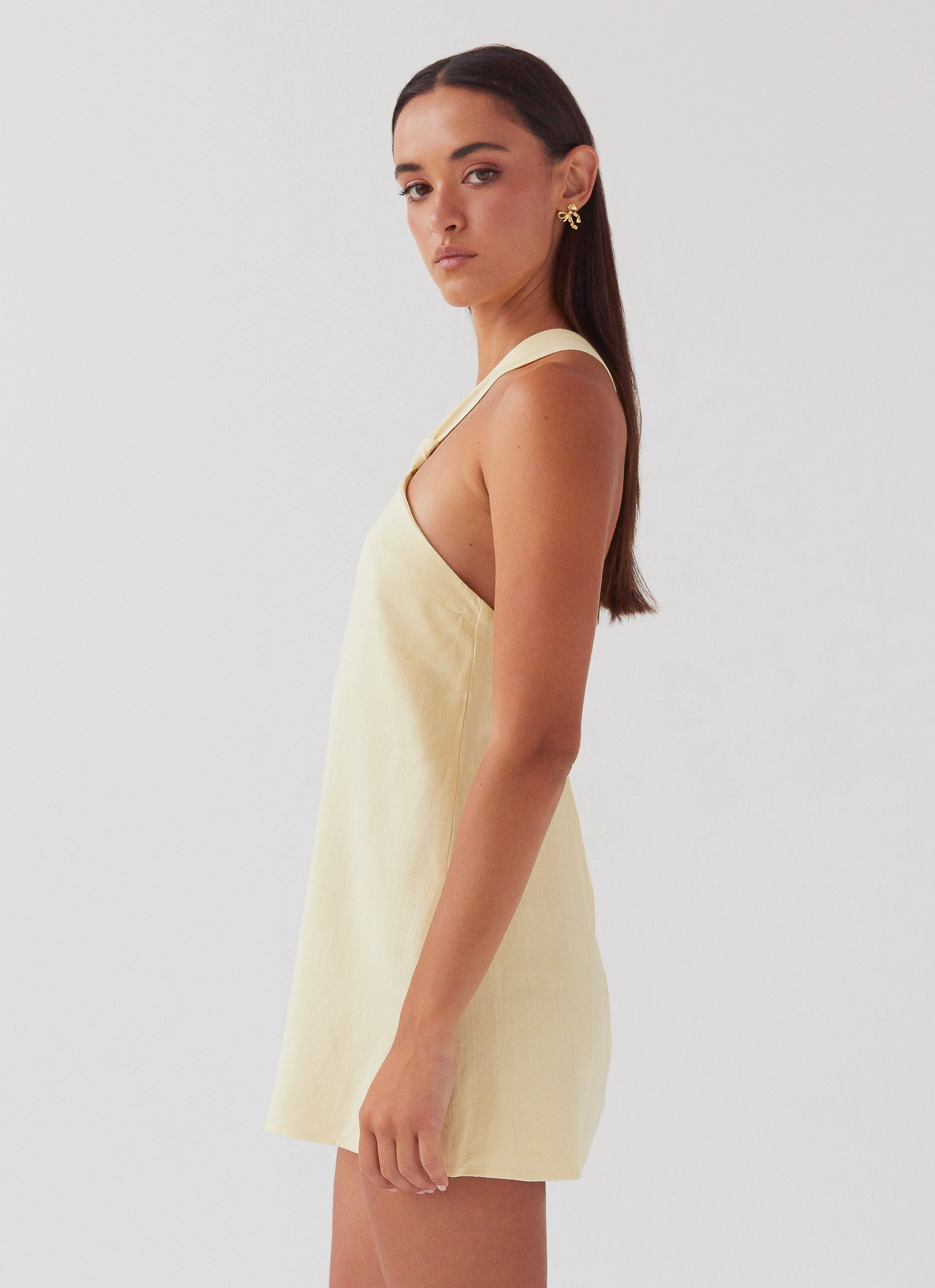 Smooth Lines Summer Mood Keira Linen Mini Dress - Lemon