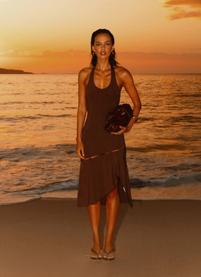 All-season garment Fast Times Midi Dress - Chocolate