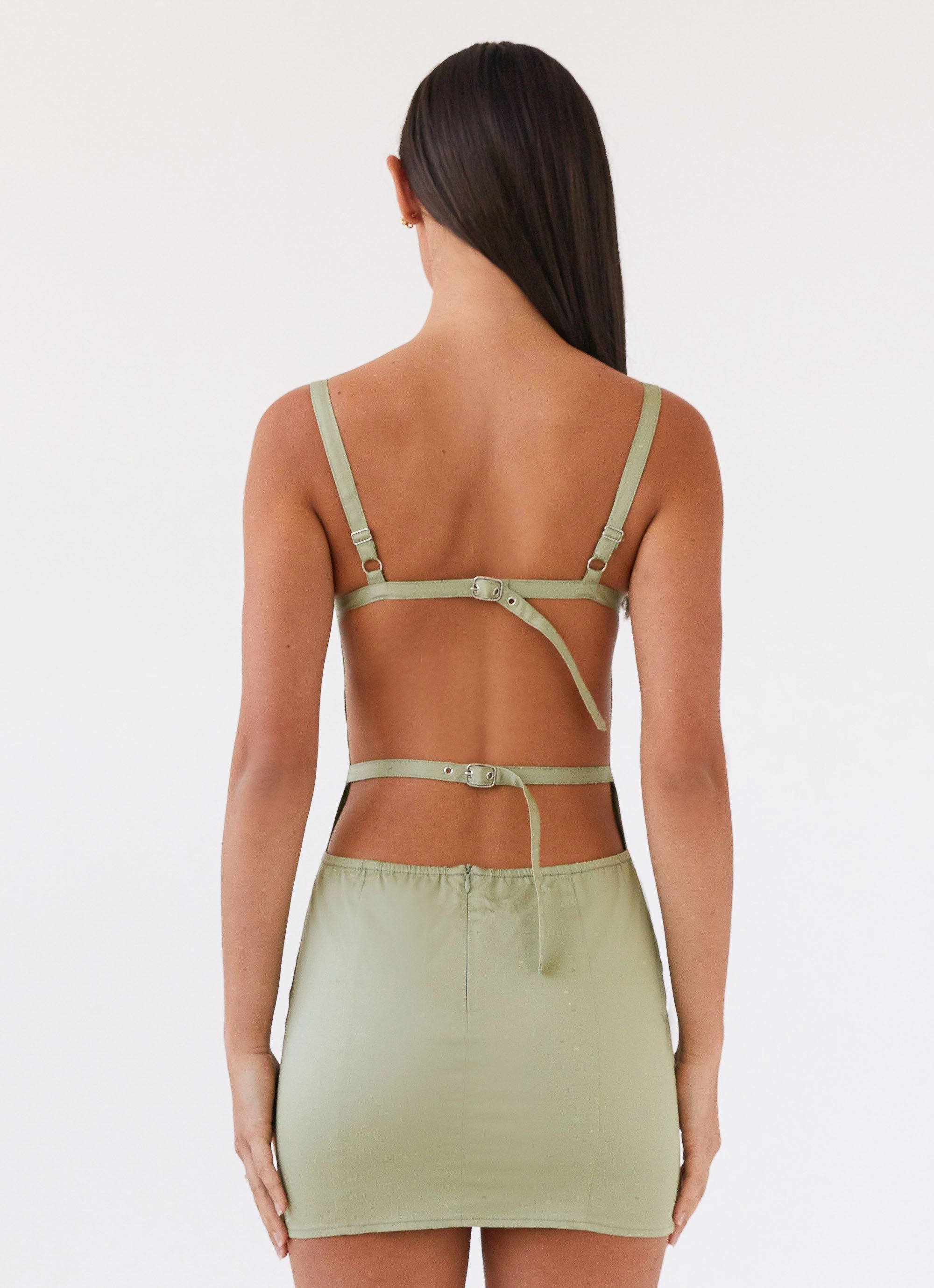 Timeless Layer Street Style Naomi Backless Mini Dress - Sage