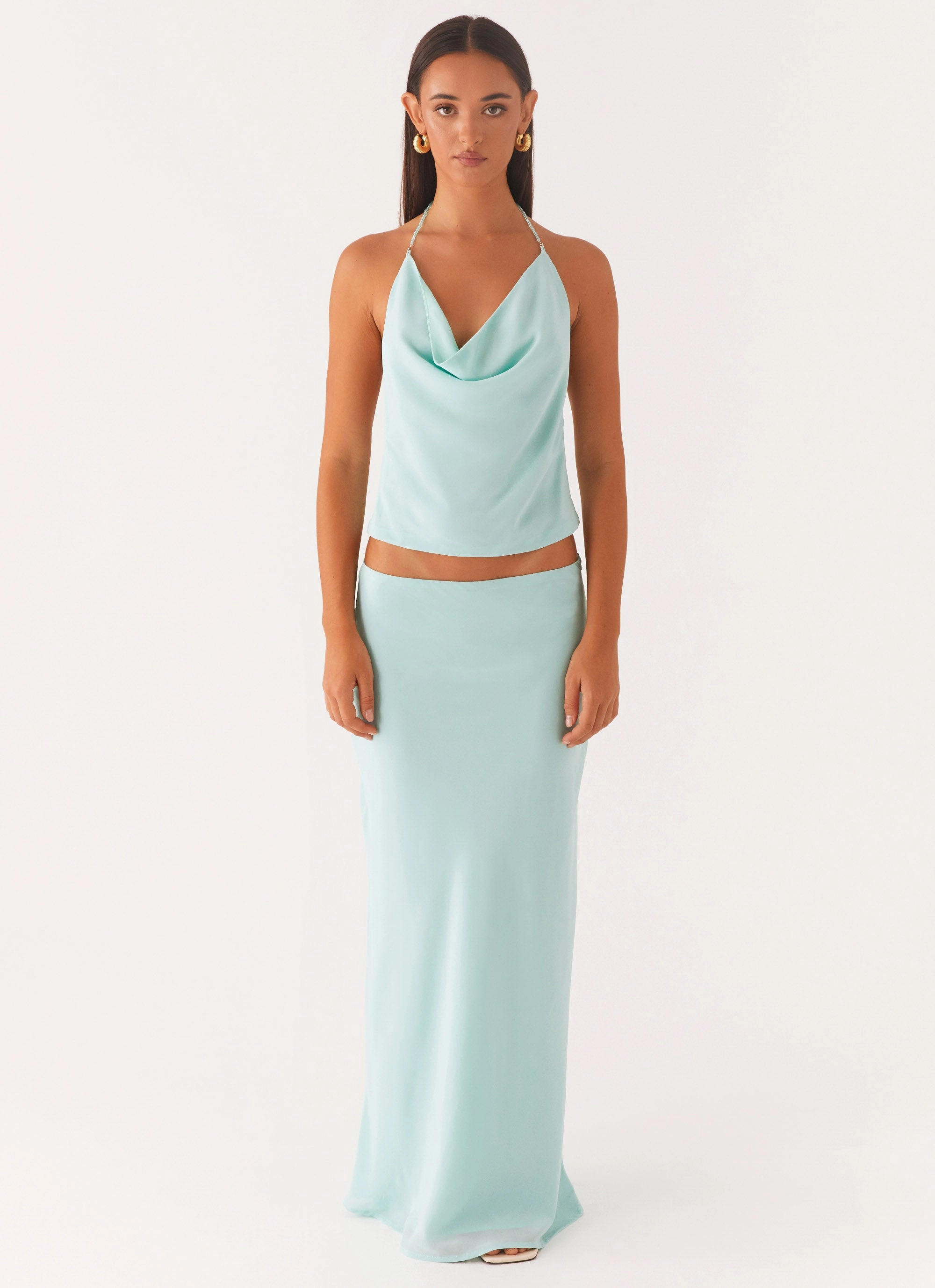 Another Life Halter Top - Pale Blue Gentle Glow Polished Form