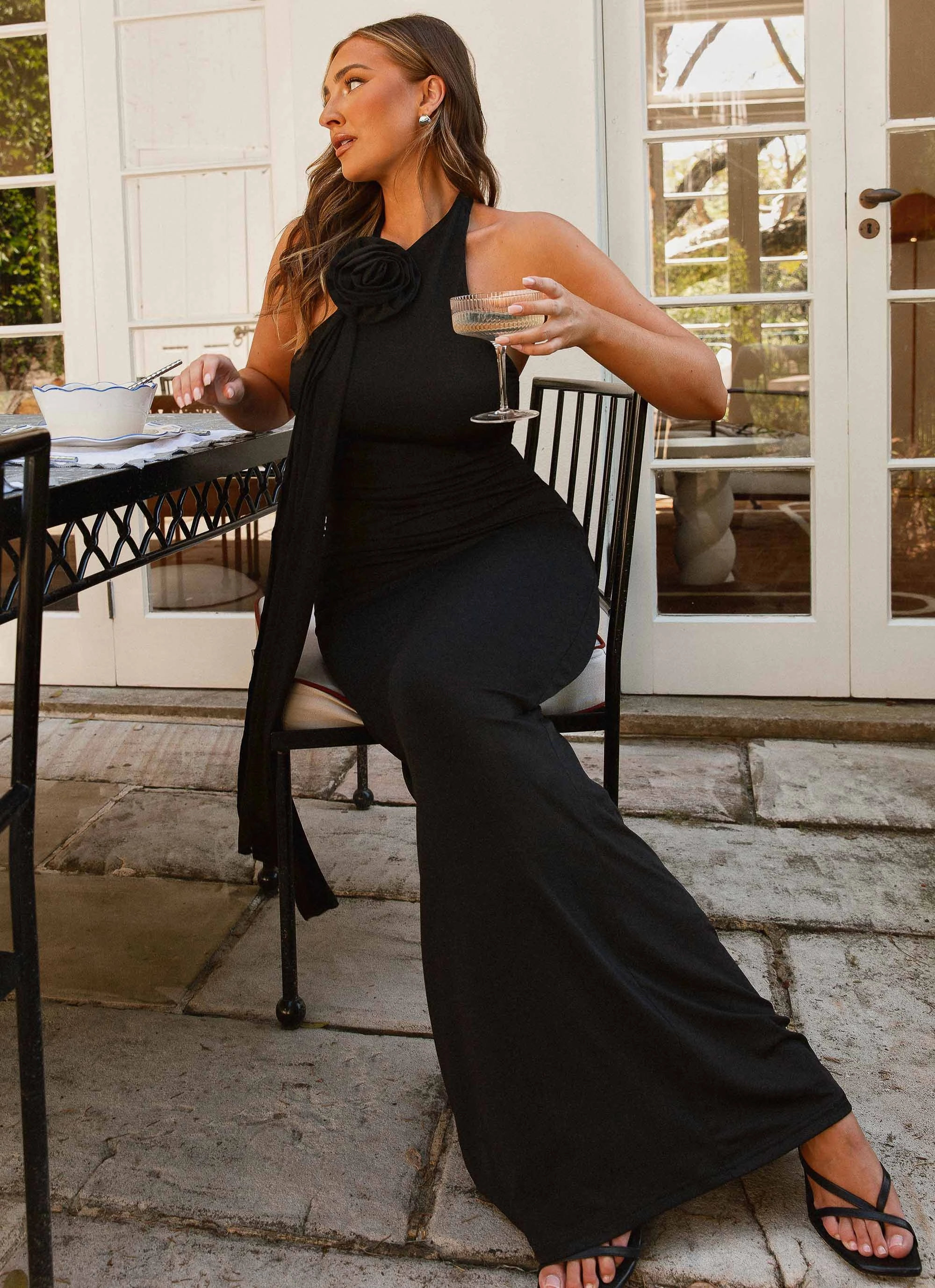 Pure Angel Maxi Dress - Shadow Relax Draping Ruffle Detail