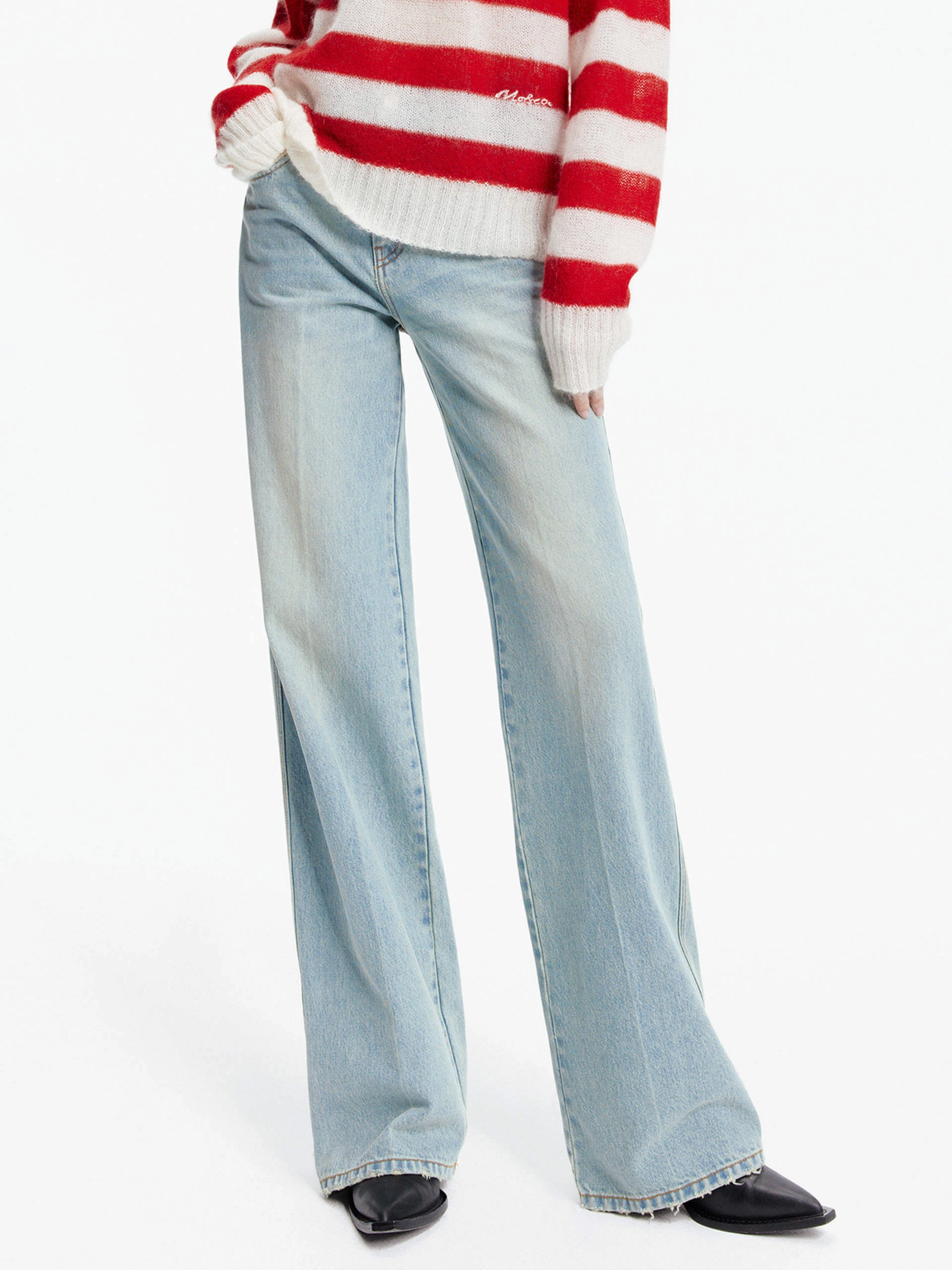 Party Look Earthy Multi Season Piece Light Blue Straight Jeans
