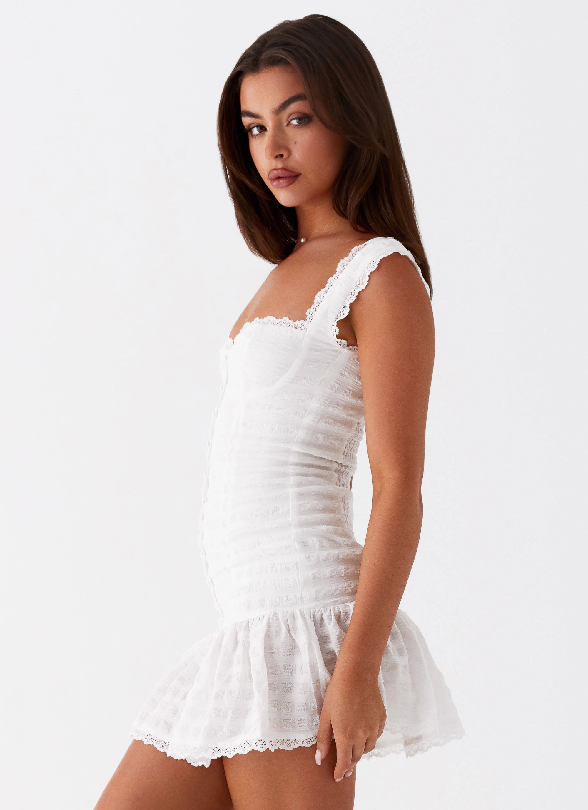 Kristina Mini Dress - White Smooth Line