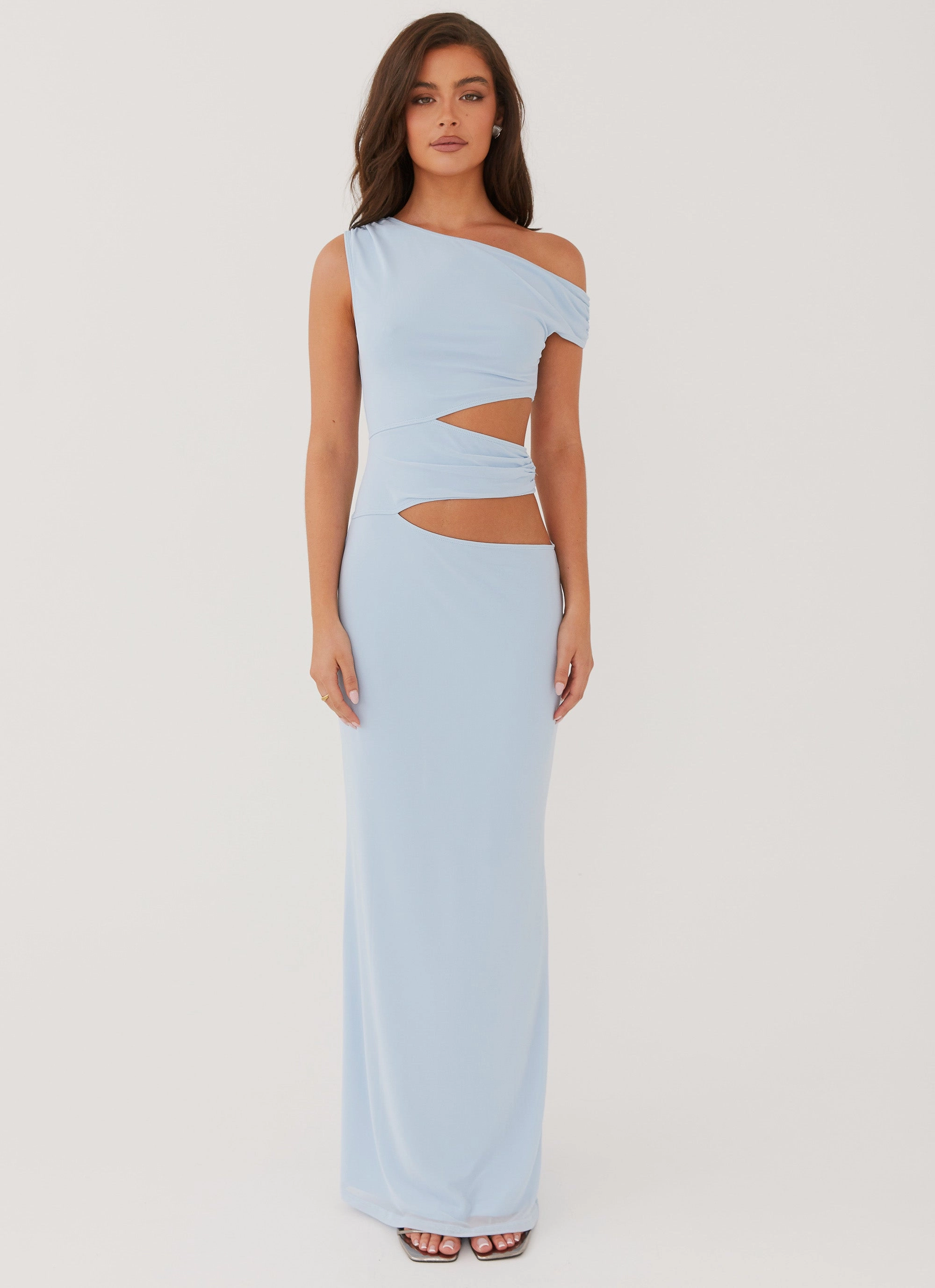 NonIrritatingLining Casual Days Margot One Shoulder Maxi Dress - Sky Blue
