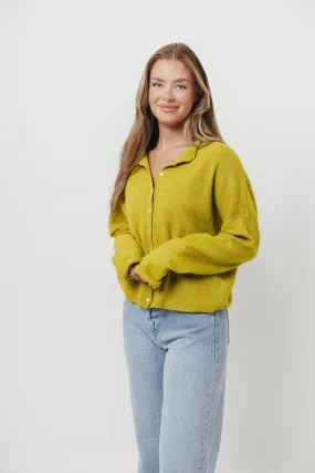 Piper Cardigan in Dijon Yellow Quiet Style LowMaintenance Fabric