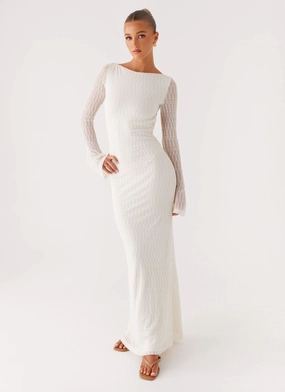 Casual Wear Moment Light Ethereal Long Sleeve Maxi Dress - Ivory