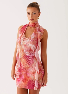 Tanner Mini Dress - Flamingo Fling Kimono-Sleeve