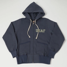 Fashion Essential TOYS McCOY U.S.A.F Print Zip Through Hoodie - Navy Grey