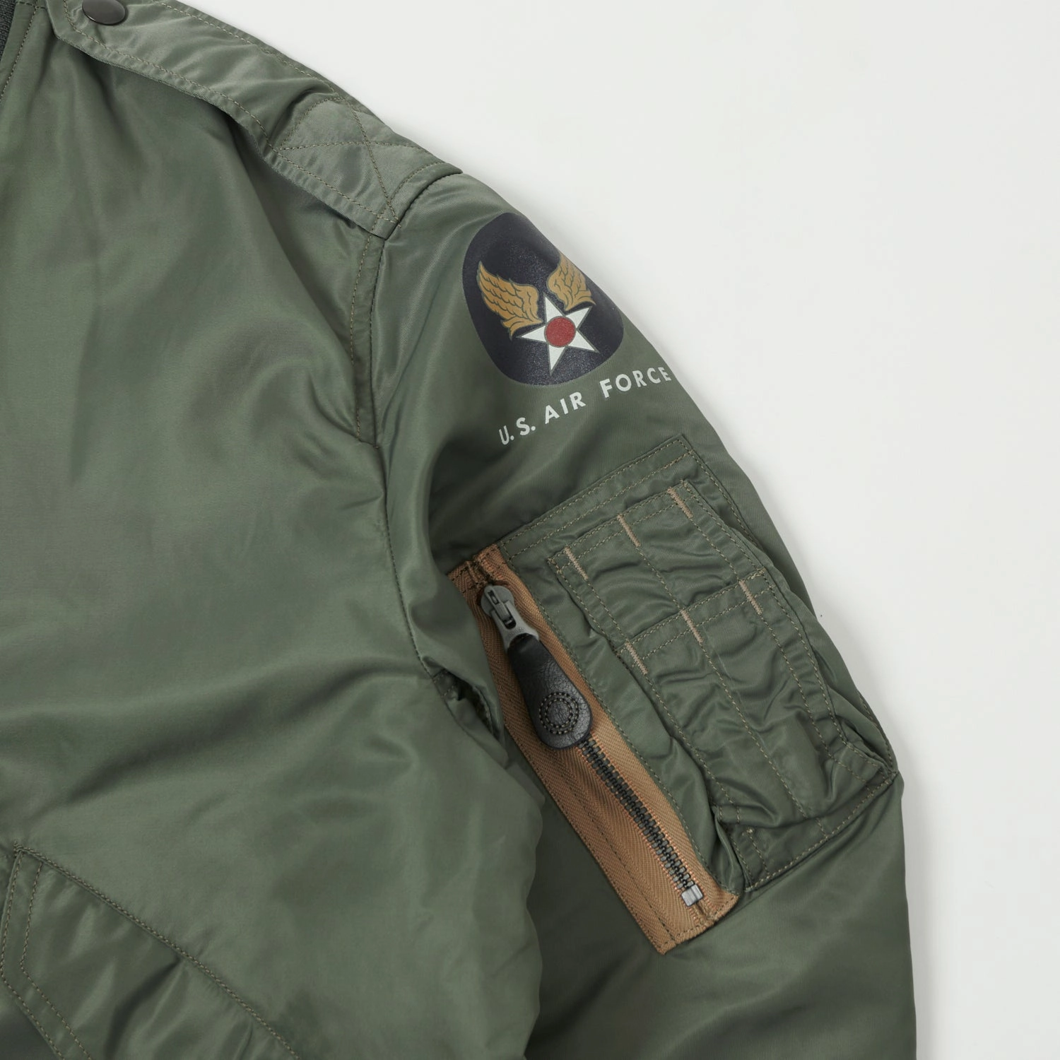 Buzz Rickson's L-2B 'Skyline' Light Weight Flight Jacket - Olive Double Layer Closure Layer Flex