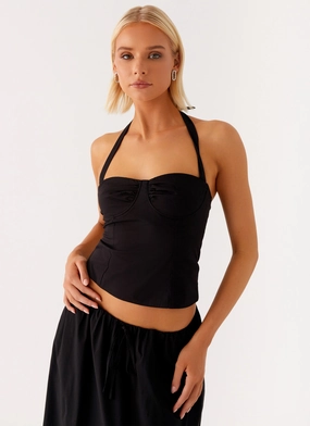 Cheryl Bustier Halter Top - Black Minimal Aesthetic