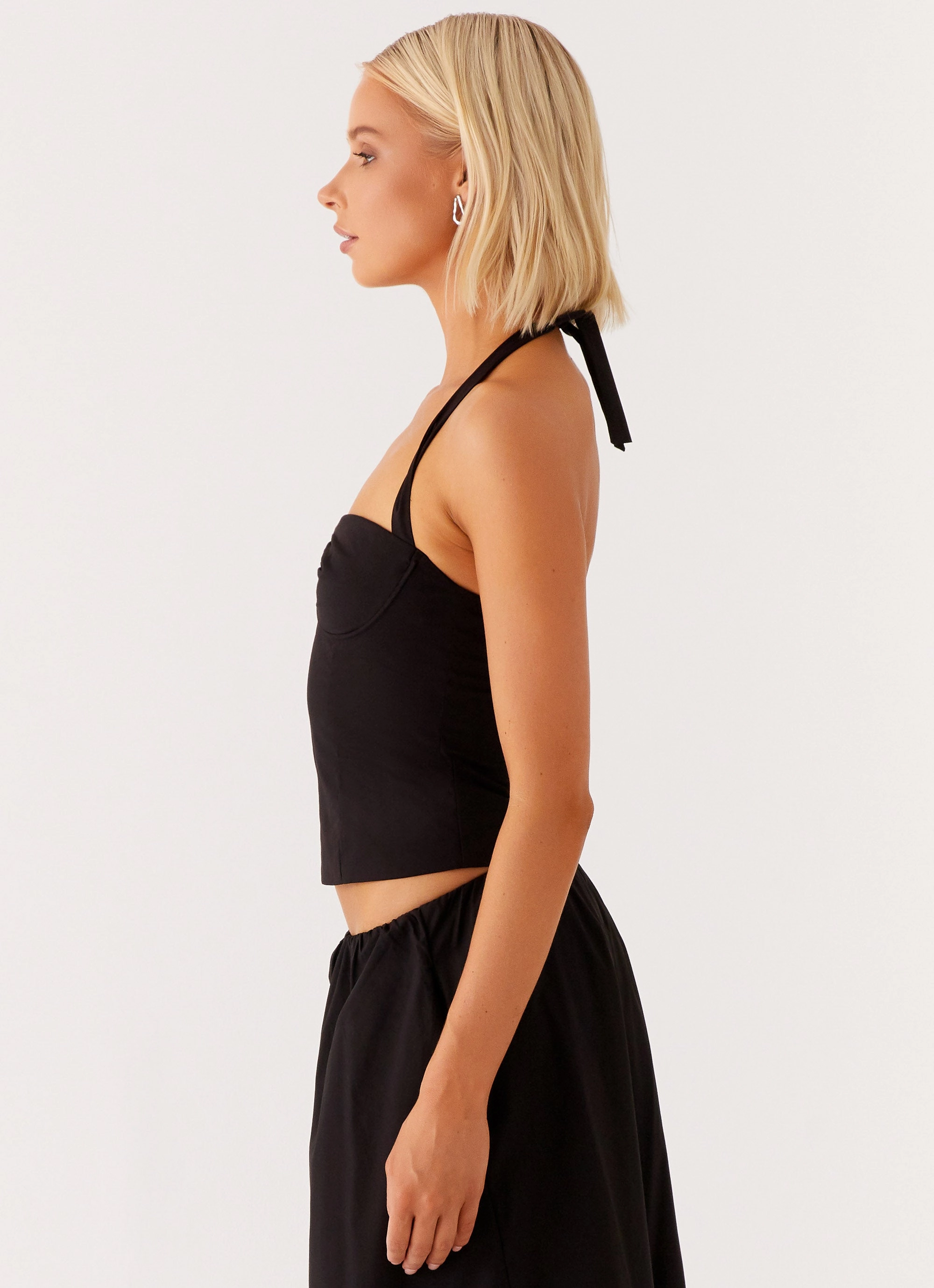 Dreamy Layers Cheryl Bustier Halter Top - Black
