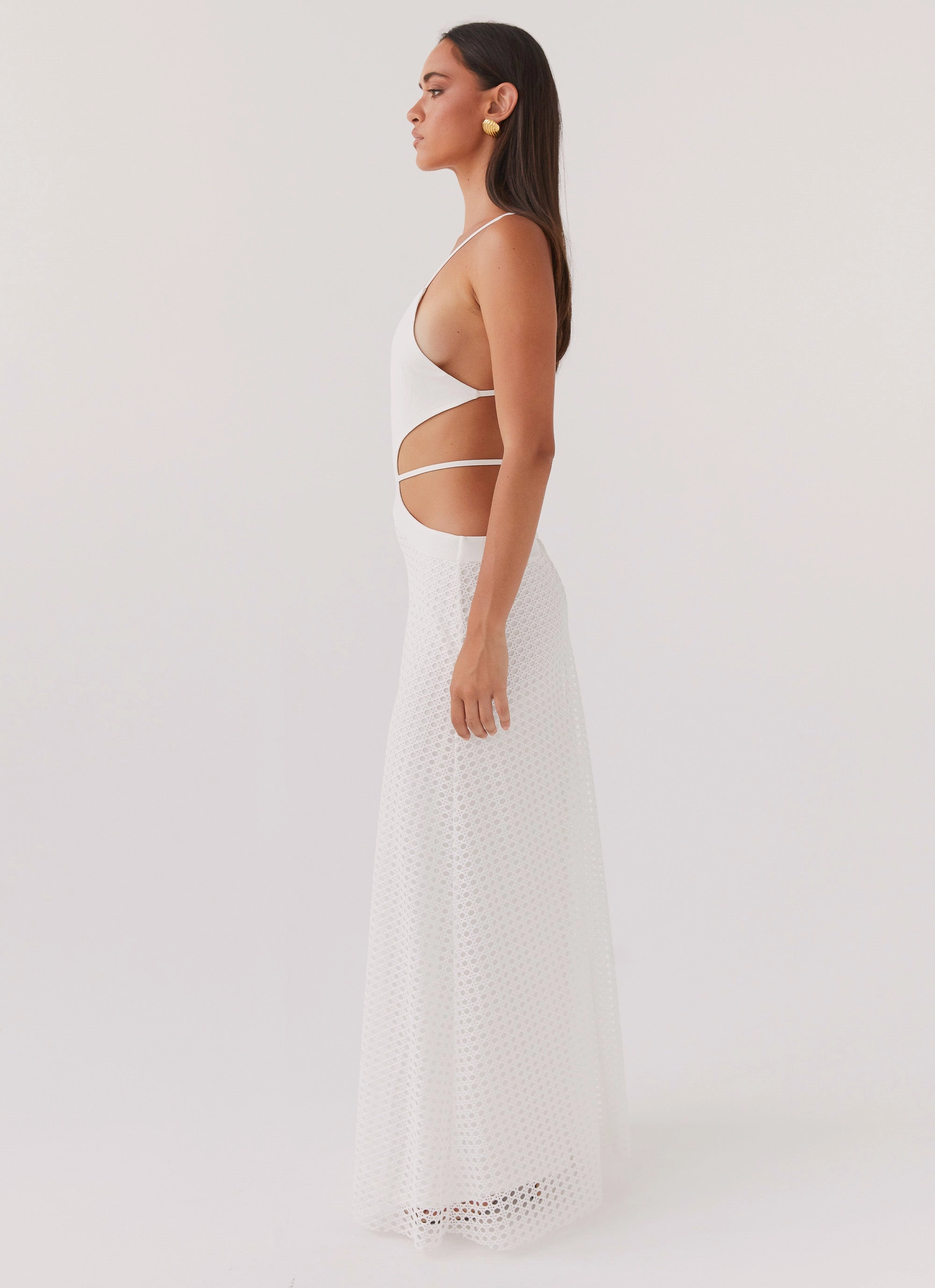 Enchanted Melodies Maxi Dress - White Square-Neck
