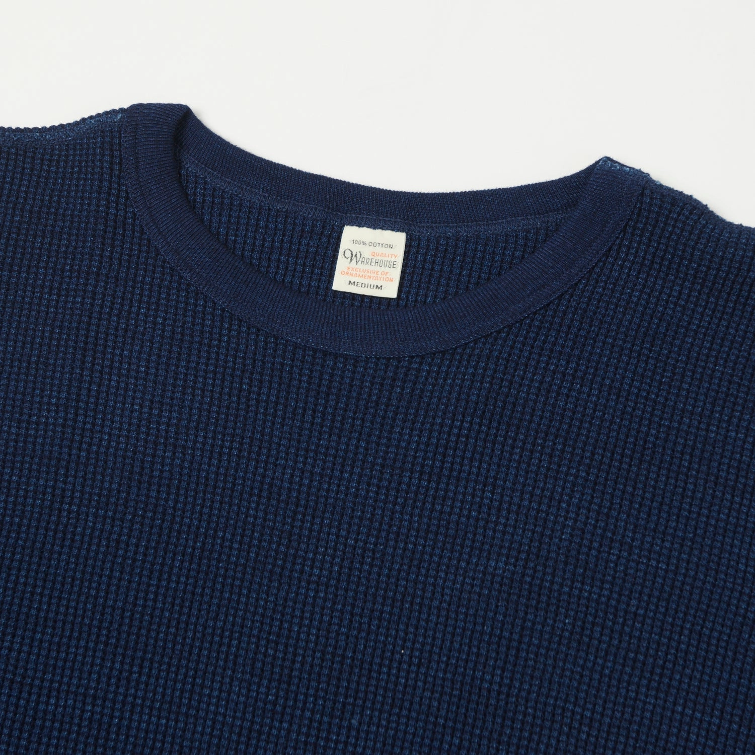 Round neck simplicity Warehouse & Co 5911 Waffle Knit Thermal T-Shirt - Indigo