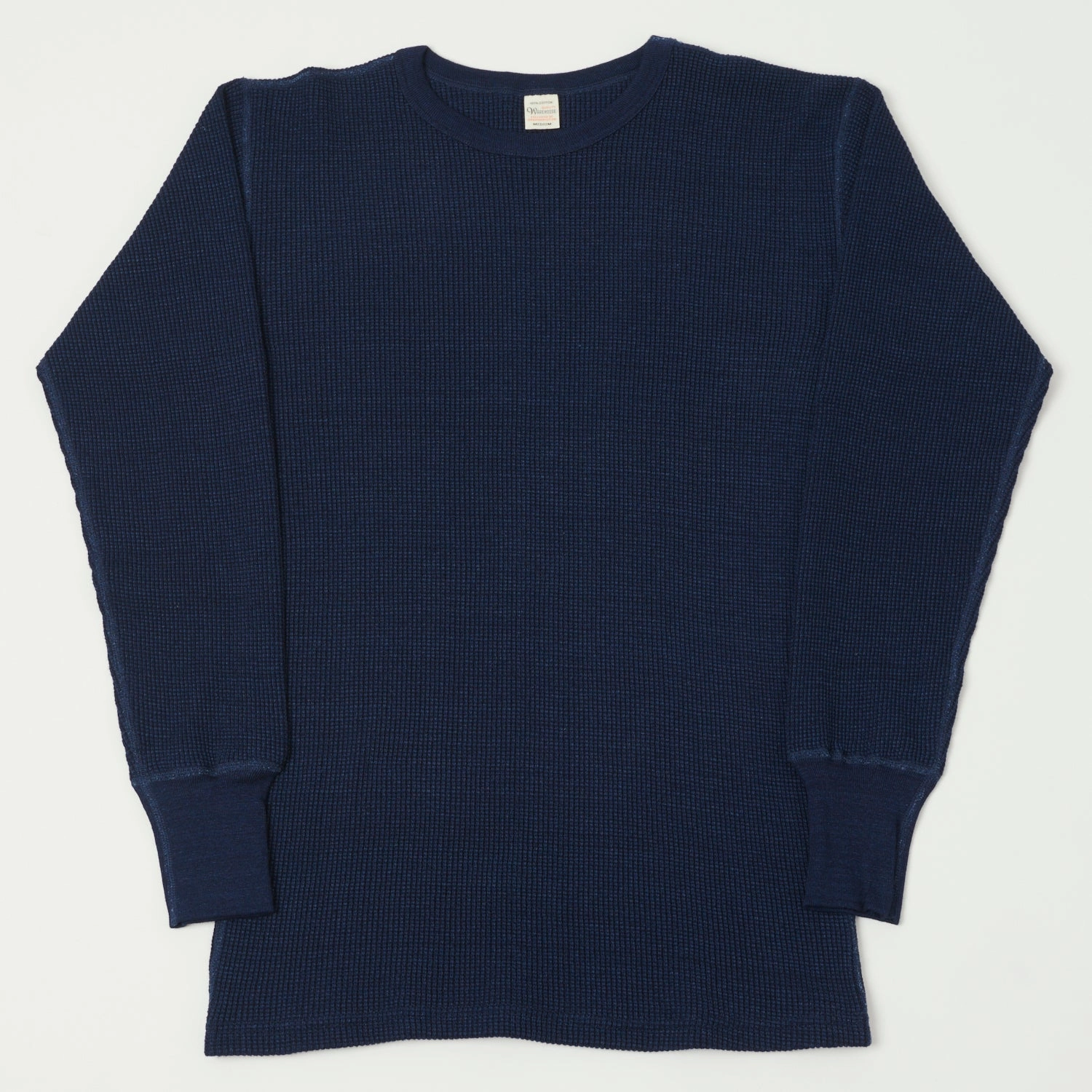 Simple Comfort DoubleLayeredCollar Warehouse & Co 5911 Waffle Knit Thermal T-Shirt - Indigo