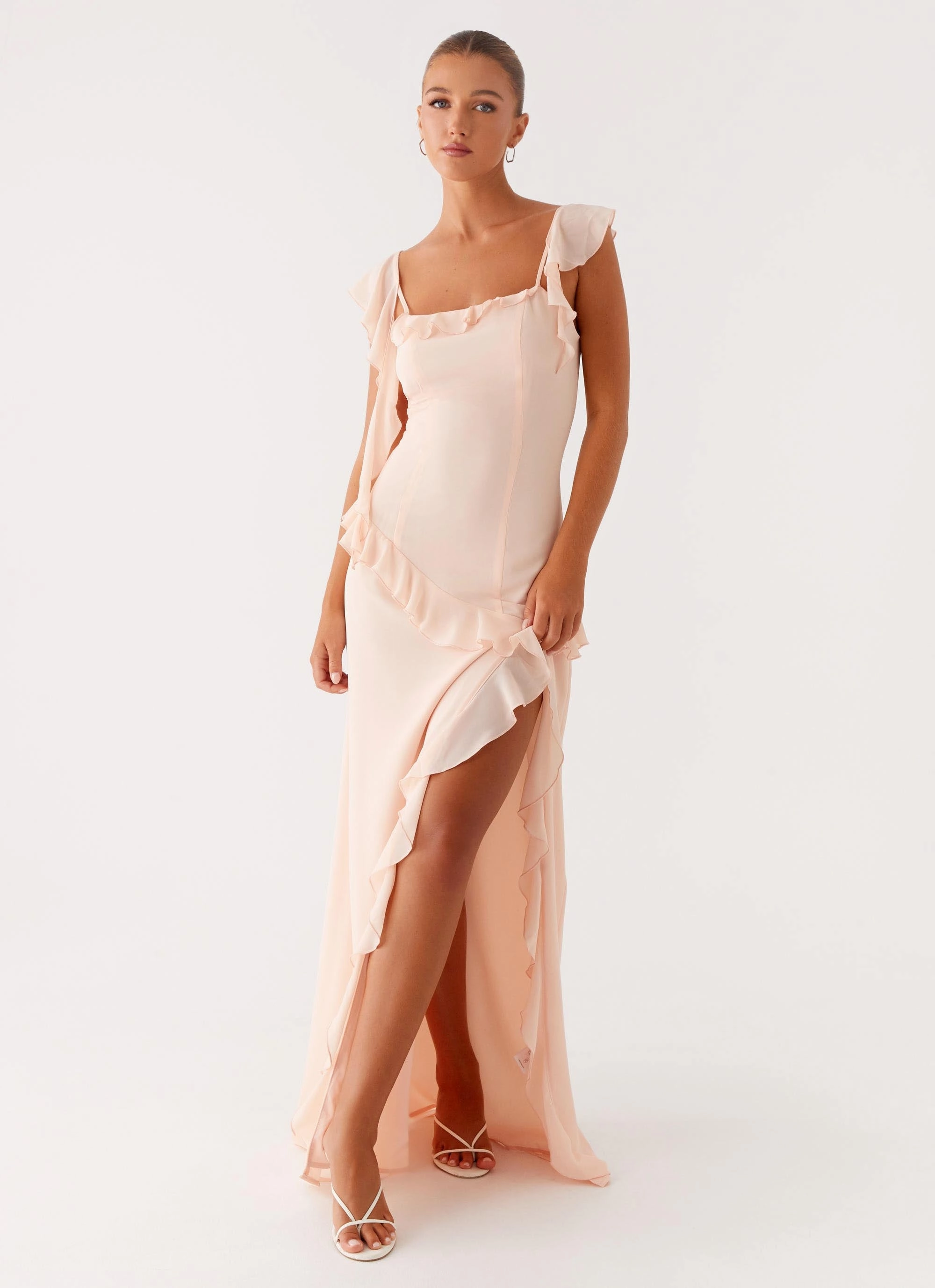 Naya Maxi Dress - Peach Spring Garden