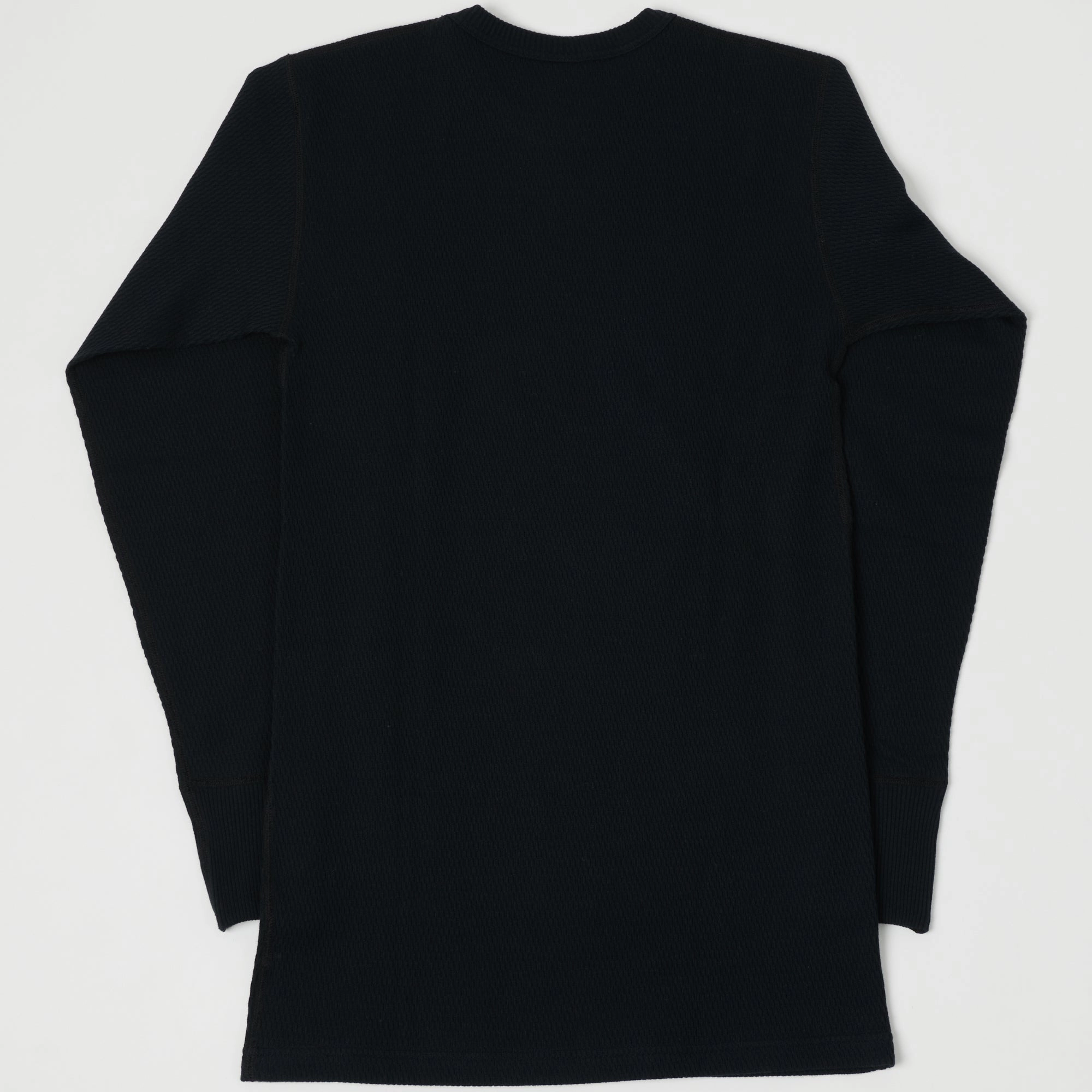 Seamless Edging Multi Panel Design Warehouse & Co 5903 Waffle Knit Thermal T-Shirt - Black