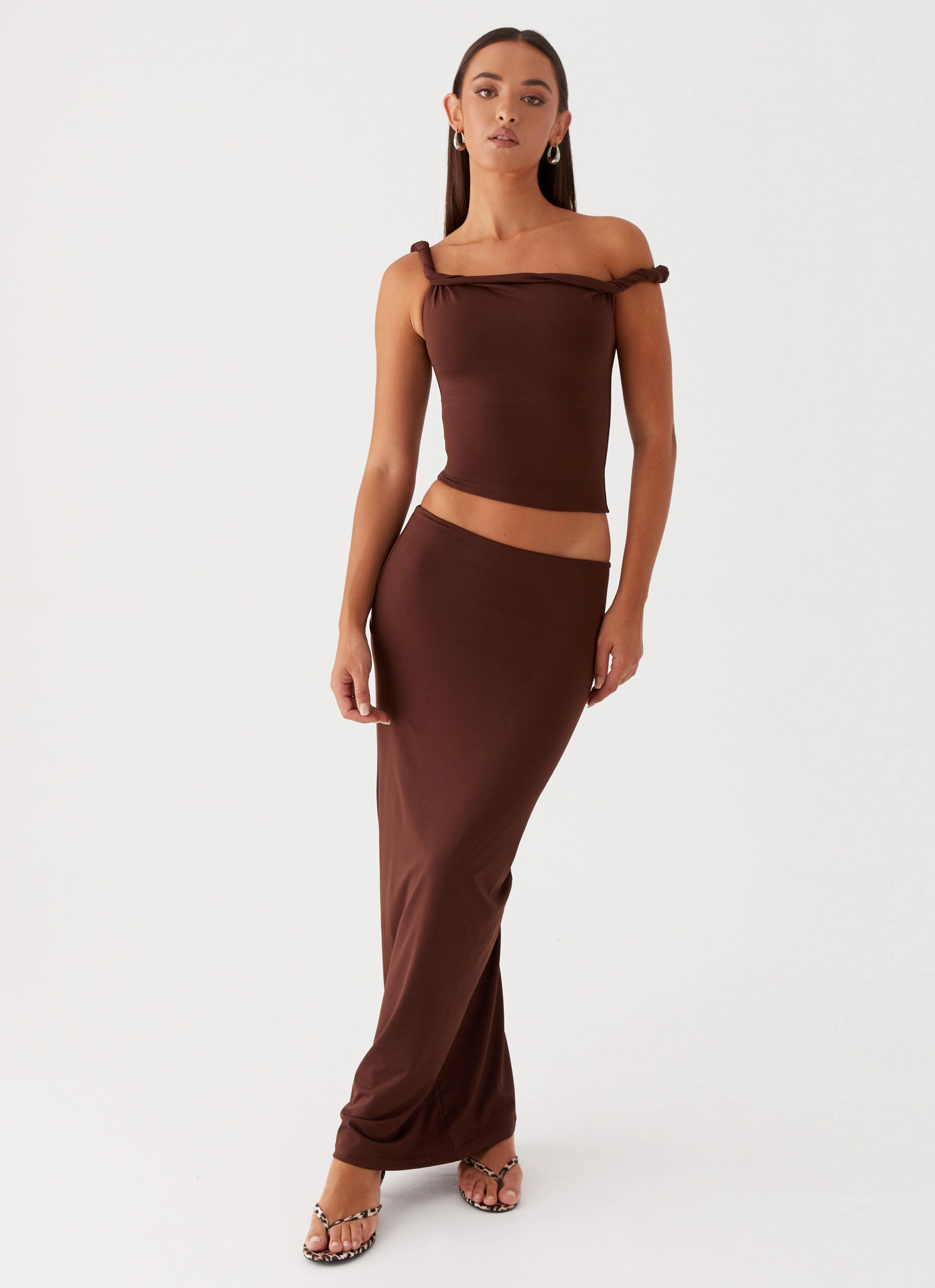 Work-to-Play Wear Solace Soul Maxi Skirt - Chocolate