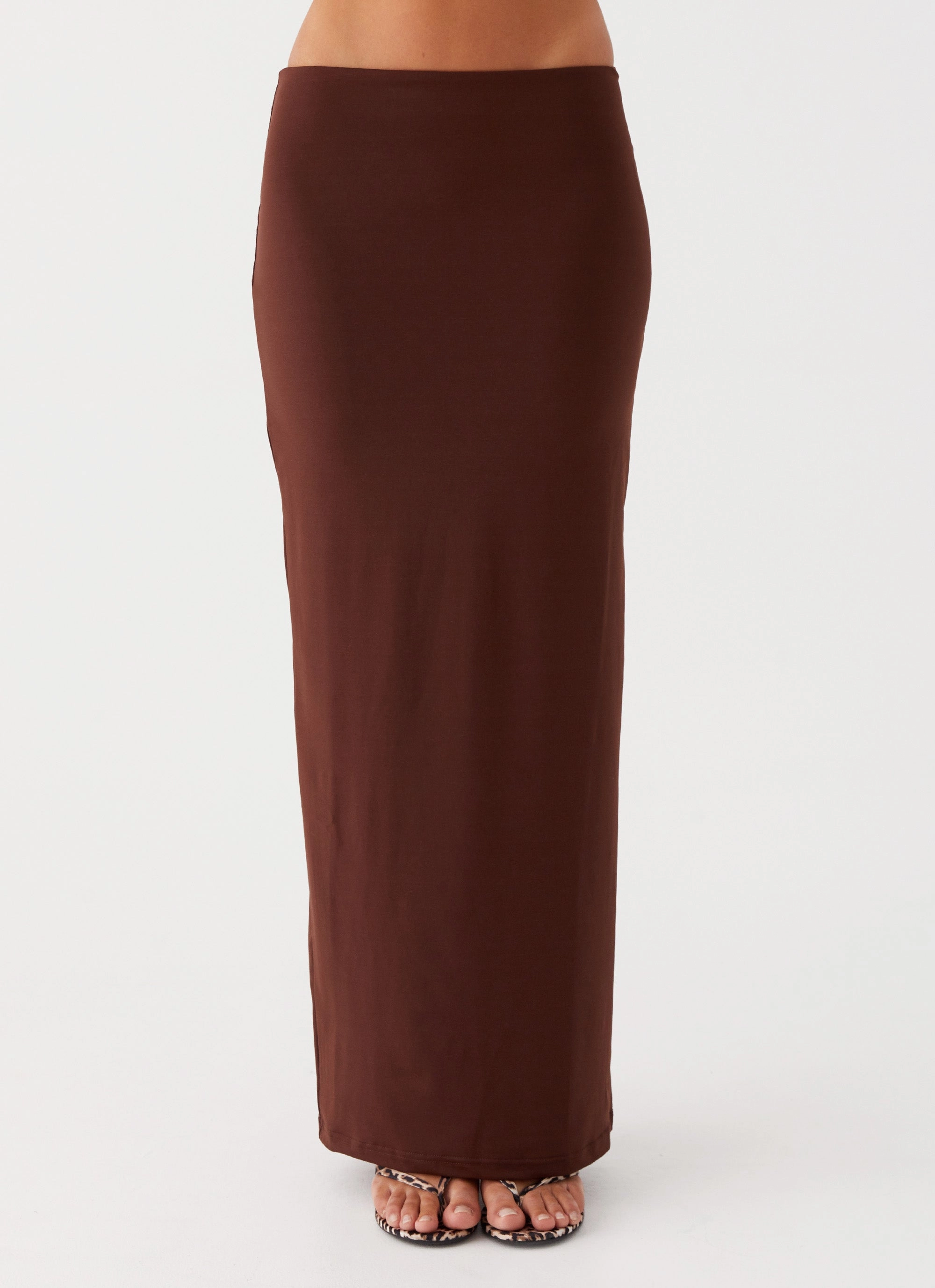 Striped-Pattern Flattering bodycon dress Solace Soul Maxi Skirt - Chocolate