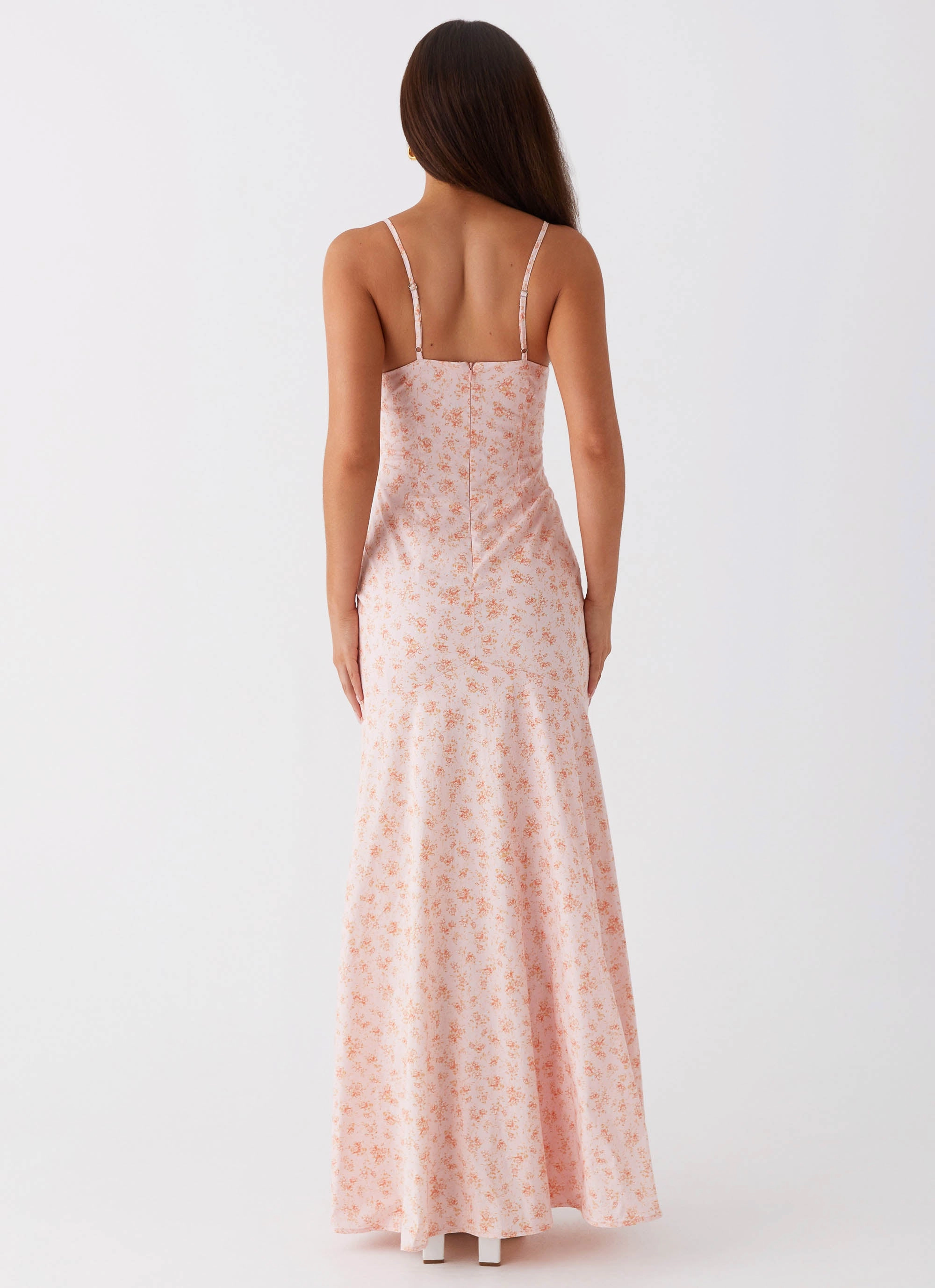 Britney Maxi Dress - Pink Ditsy Floral Smooth Feel