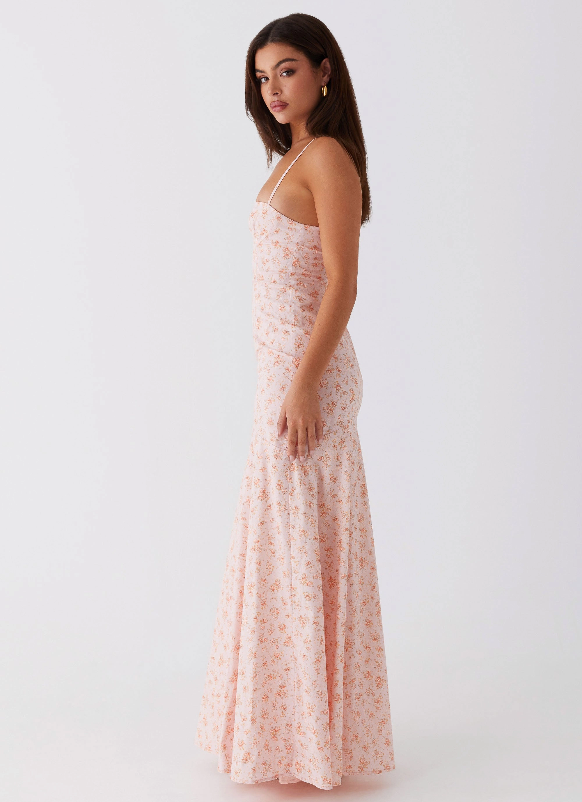 Britney Maxi Dress - Pink Ditsy Floral Smooth Layering