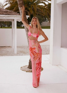 Simple formal dress Sorella Maxi Dress - Tropical Pink Print