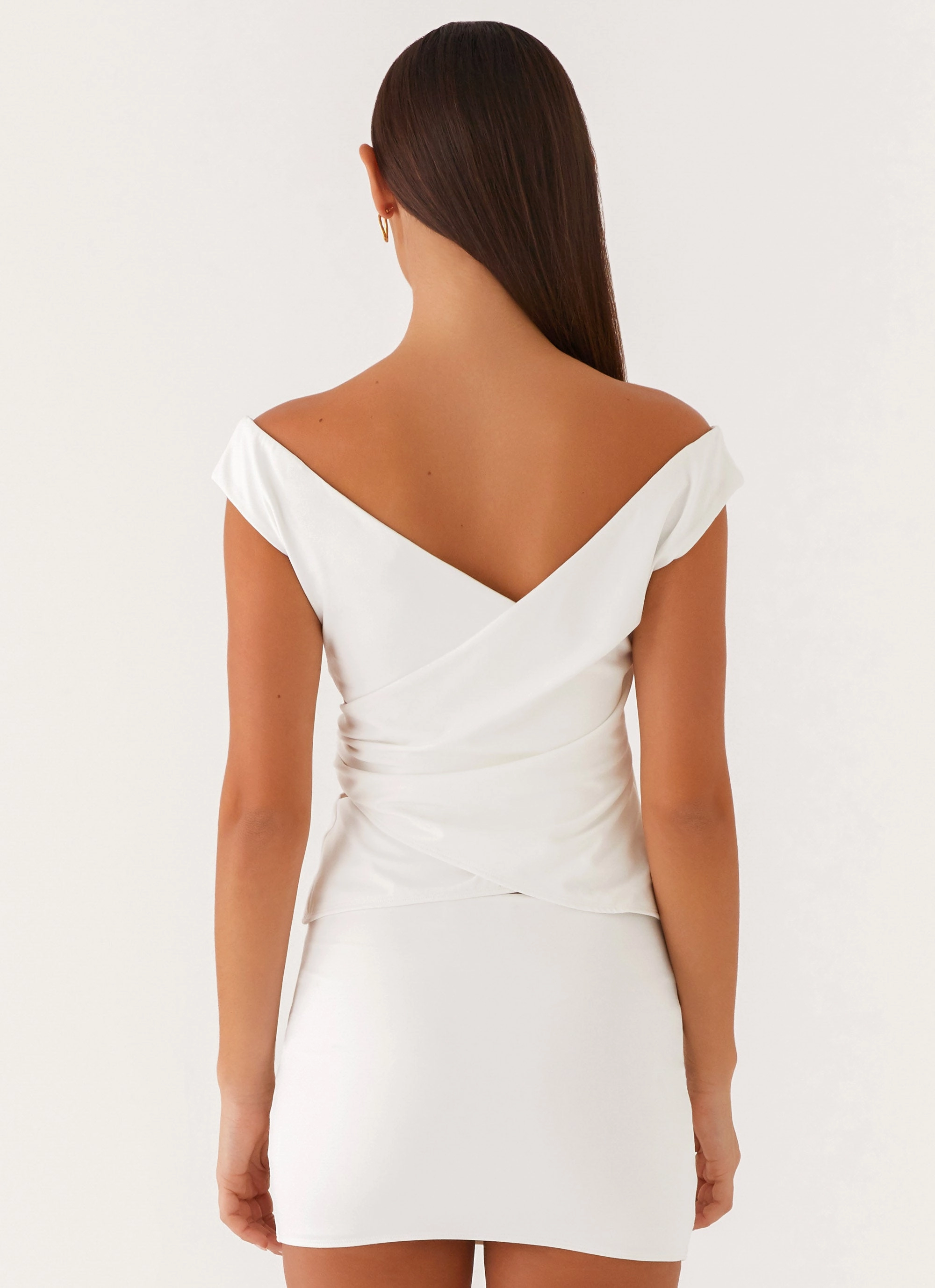 Shoreline Off Shoulder Top - White Clean Drape