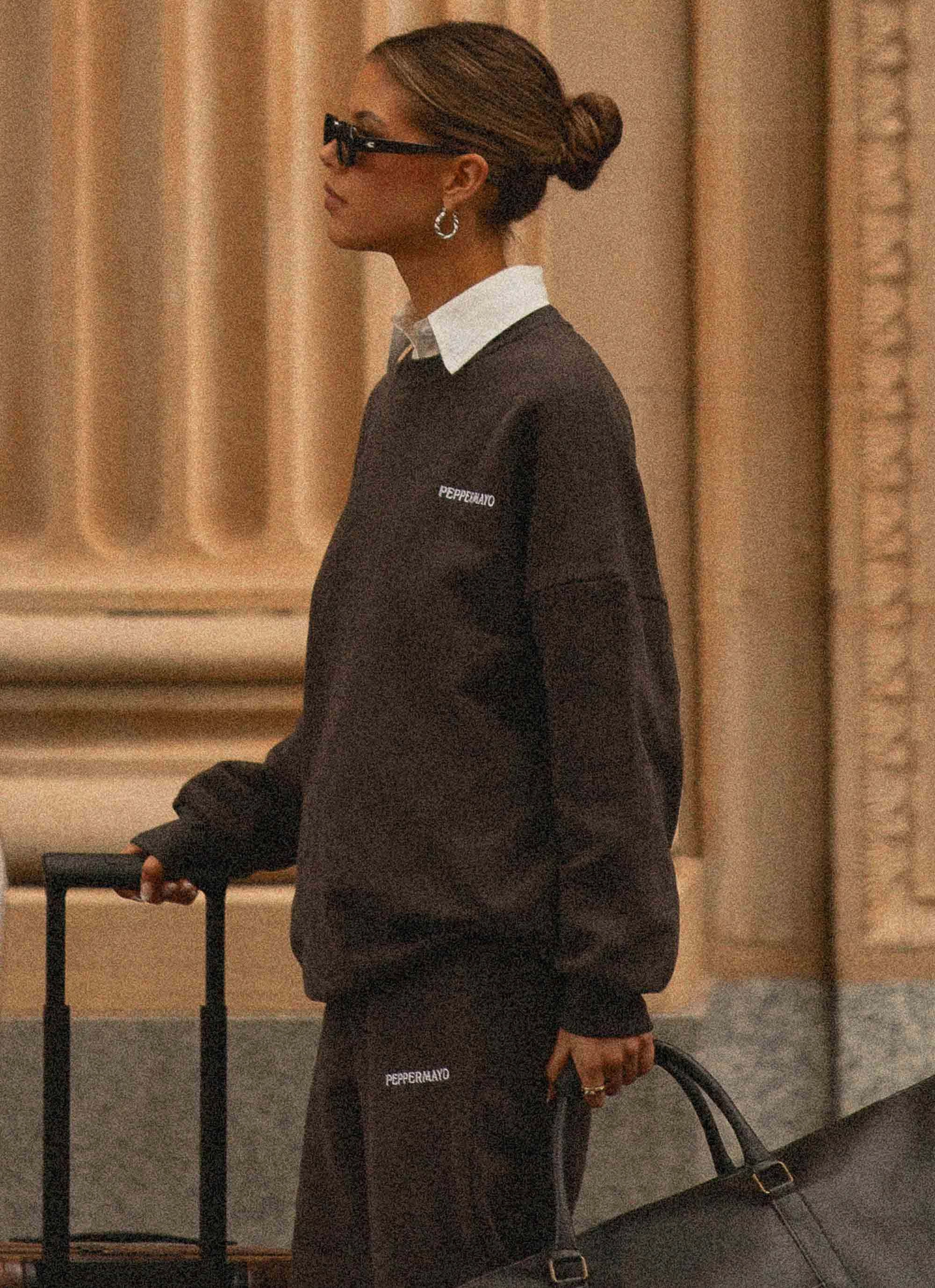 Blush Glow AntiStaticMaterial Signature Oversized Sweatshirt - Charcoal