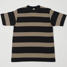 Warehouse & Co 4089 Border Stripe T-Shirt - Black/Grey NoSideSeams