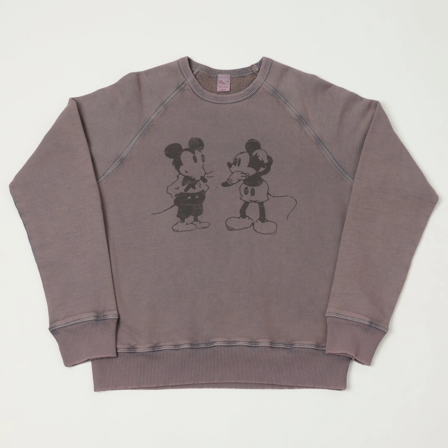 Flea-T 1950s Raglan Sleeve 'Mono Mickey Evolution' Sweatshirt - Navy Fashion Fit Minimal Staple