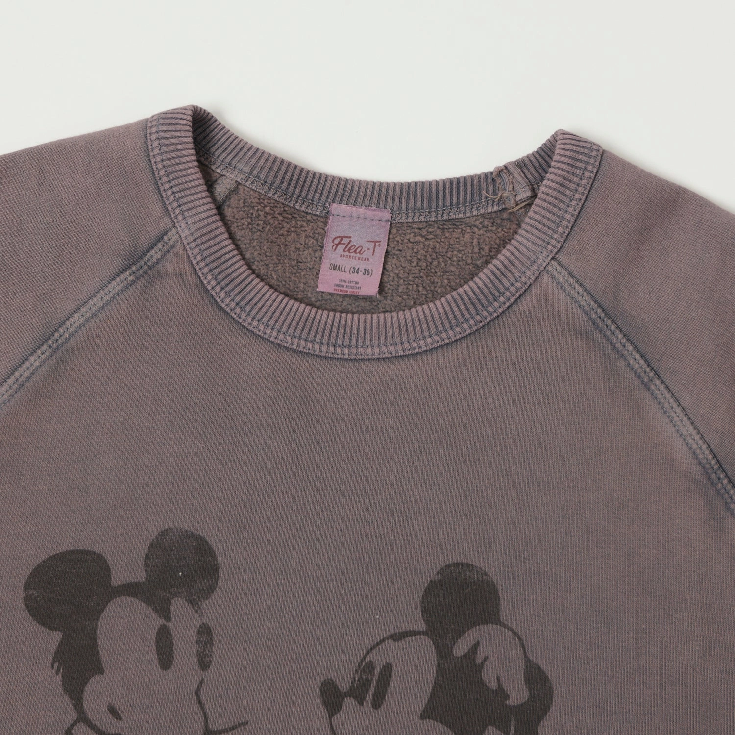 dry cleanable Flea-T 1950s Raglan Sleeve 'Mono Mickey Evolution' Sweatshirt - Navy