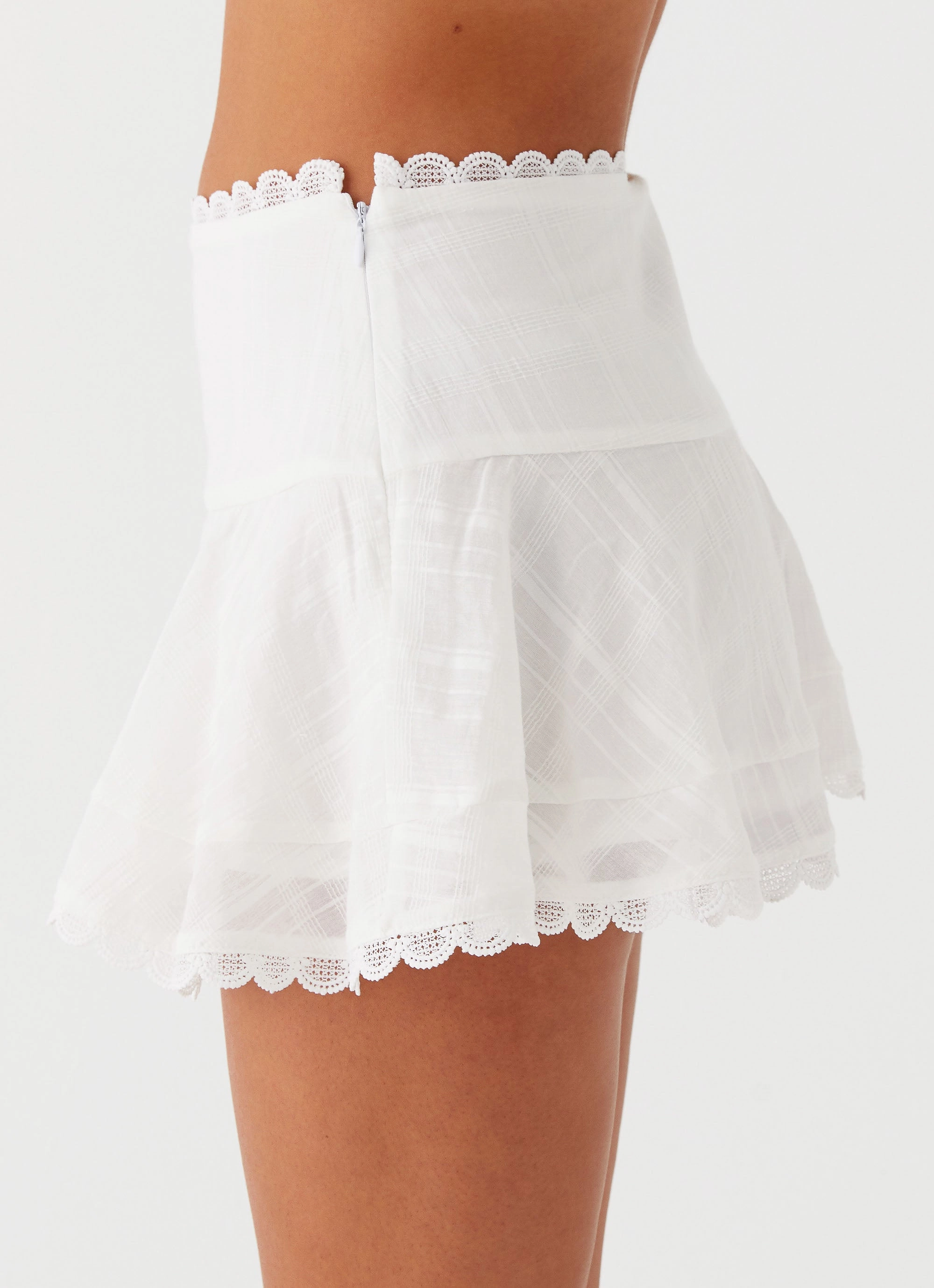 High Hemline Hundred Percent Mini Skirt - White